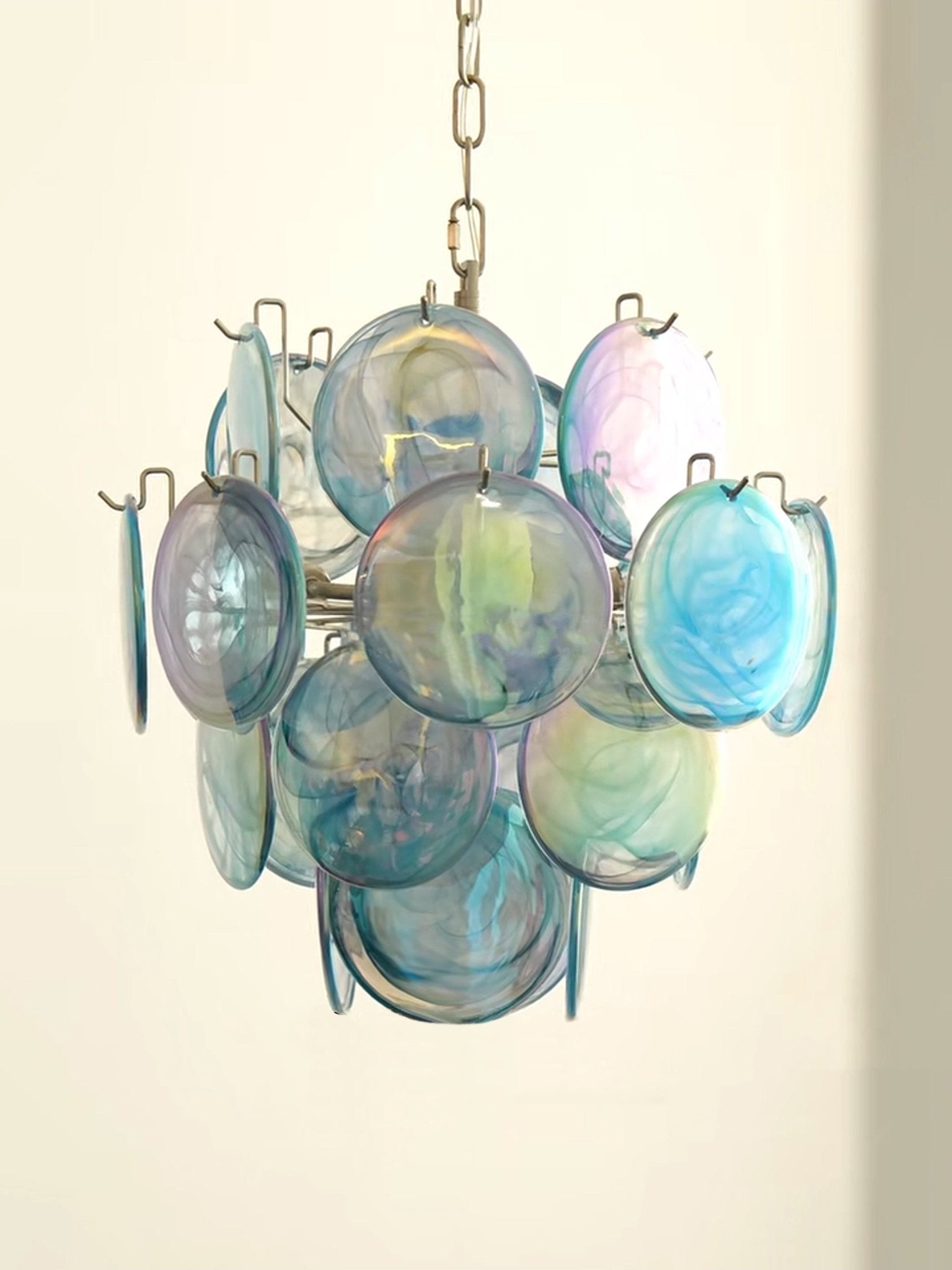 WOW Blue Murano Disc Glass Gorgeous Chandelier-WOW5236