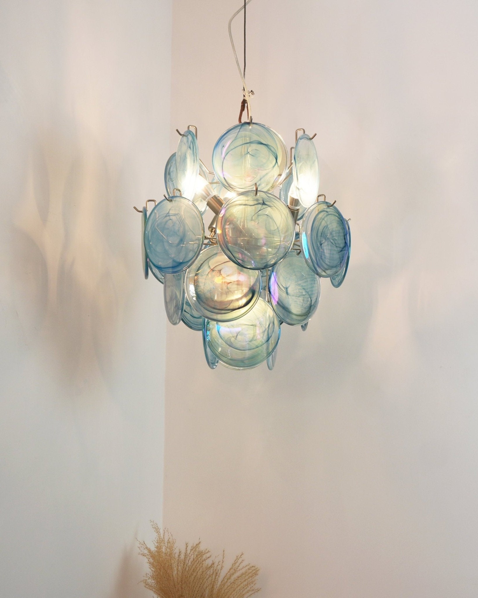 WOW Blue Murano Disc Glass Gorgeous Chandelier-WOW5236
