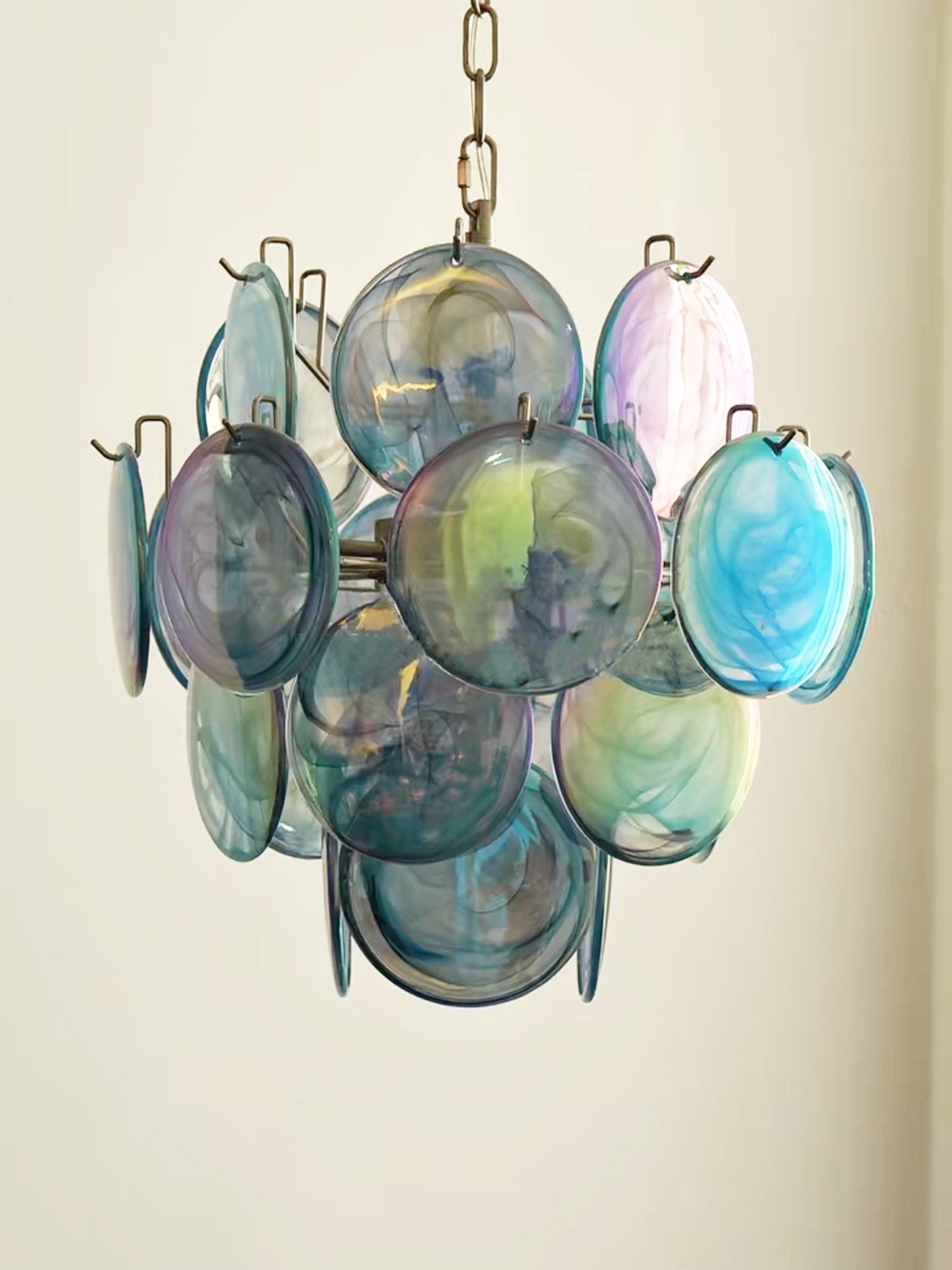 WOW Blue Murano Disc Glass Gorgeous Chandelier-WOW5236