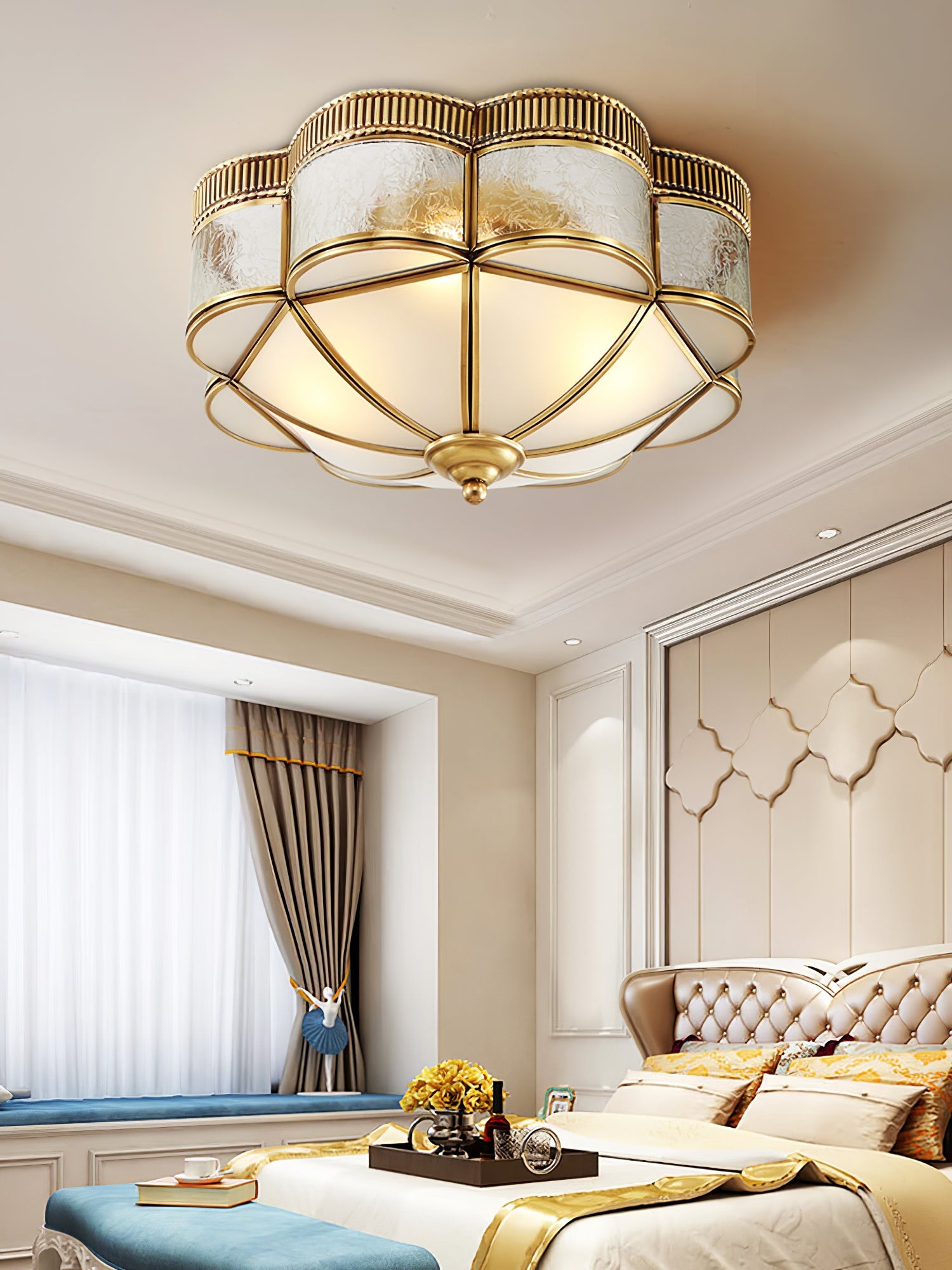 WOW Brass Domed Flush Ceiling Lamp