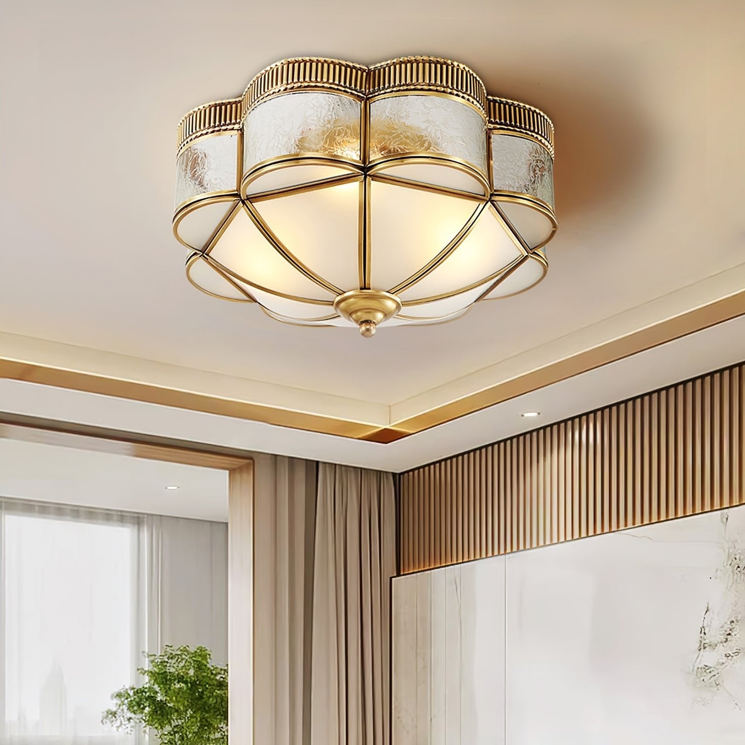 WOW Brass Domed Flush Ceiling Lamp