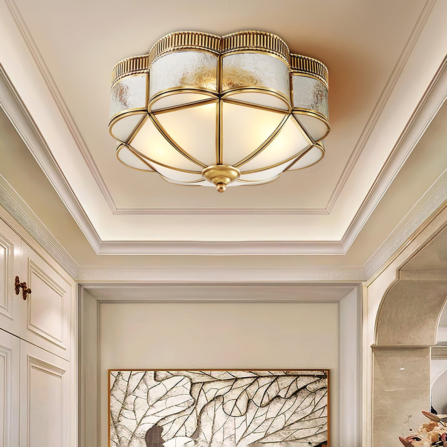 WOW Brass Domed Flush Ceiling Lamp