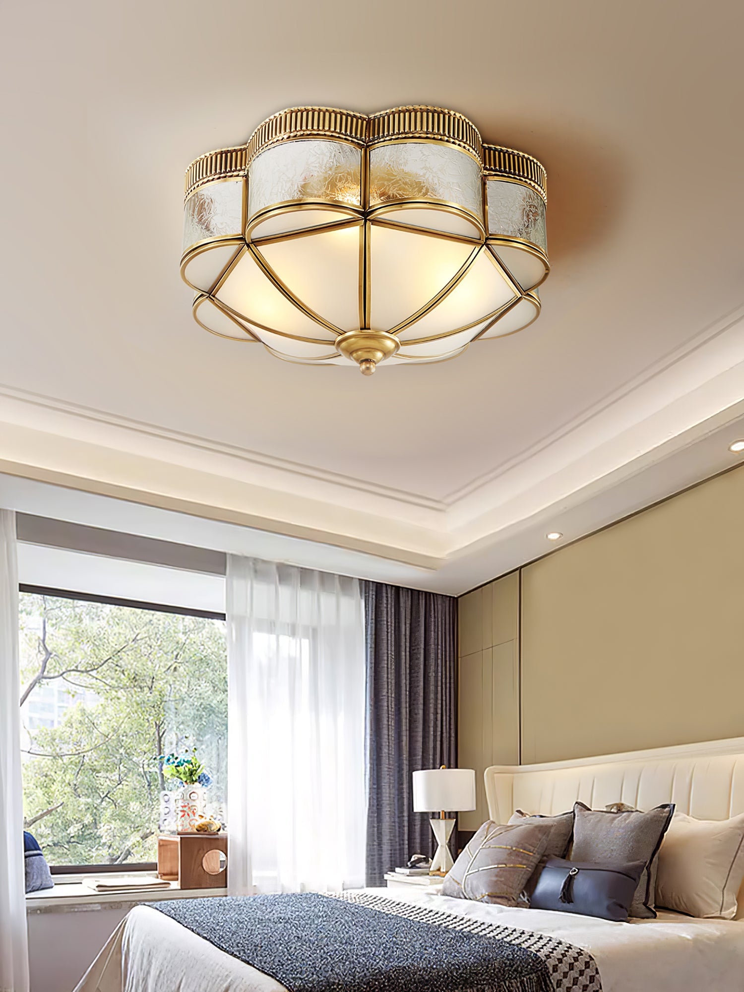 WOW Brass Domed Flush Ceiling Lamp