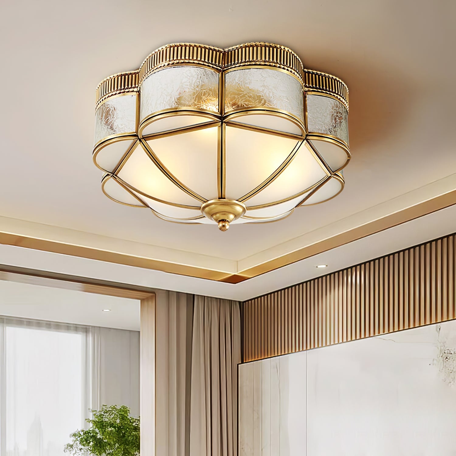 WOW Brass Domed Flush Ceiling Lamp