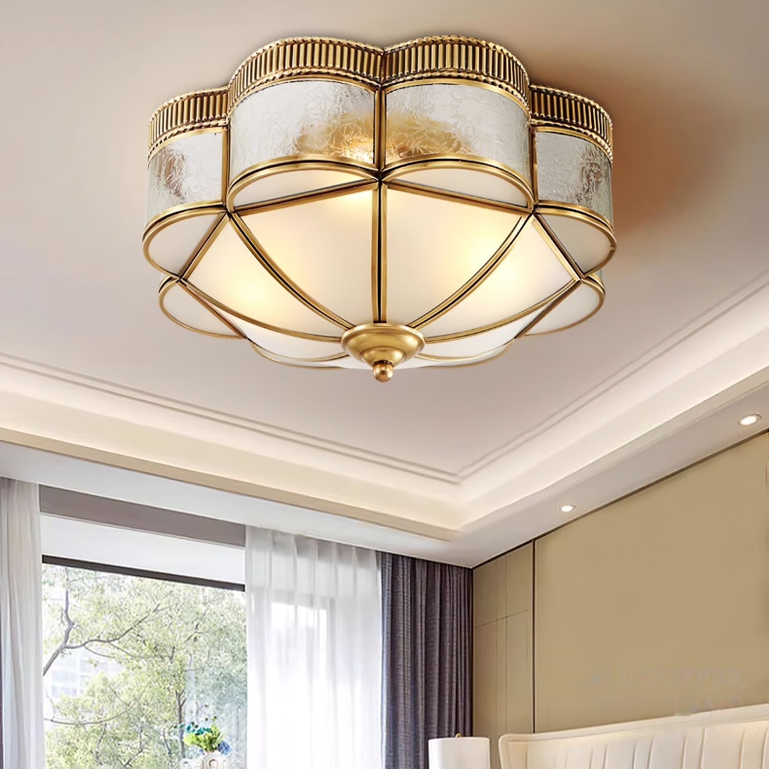 WOW Brass Domed Flush Ceiling Lamp