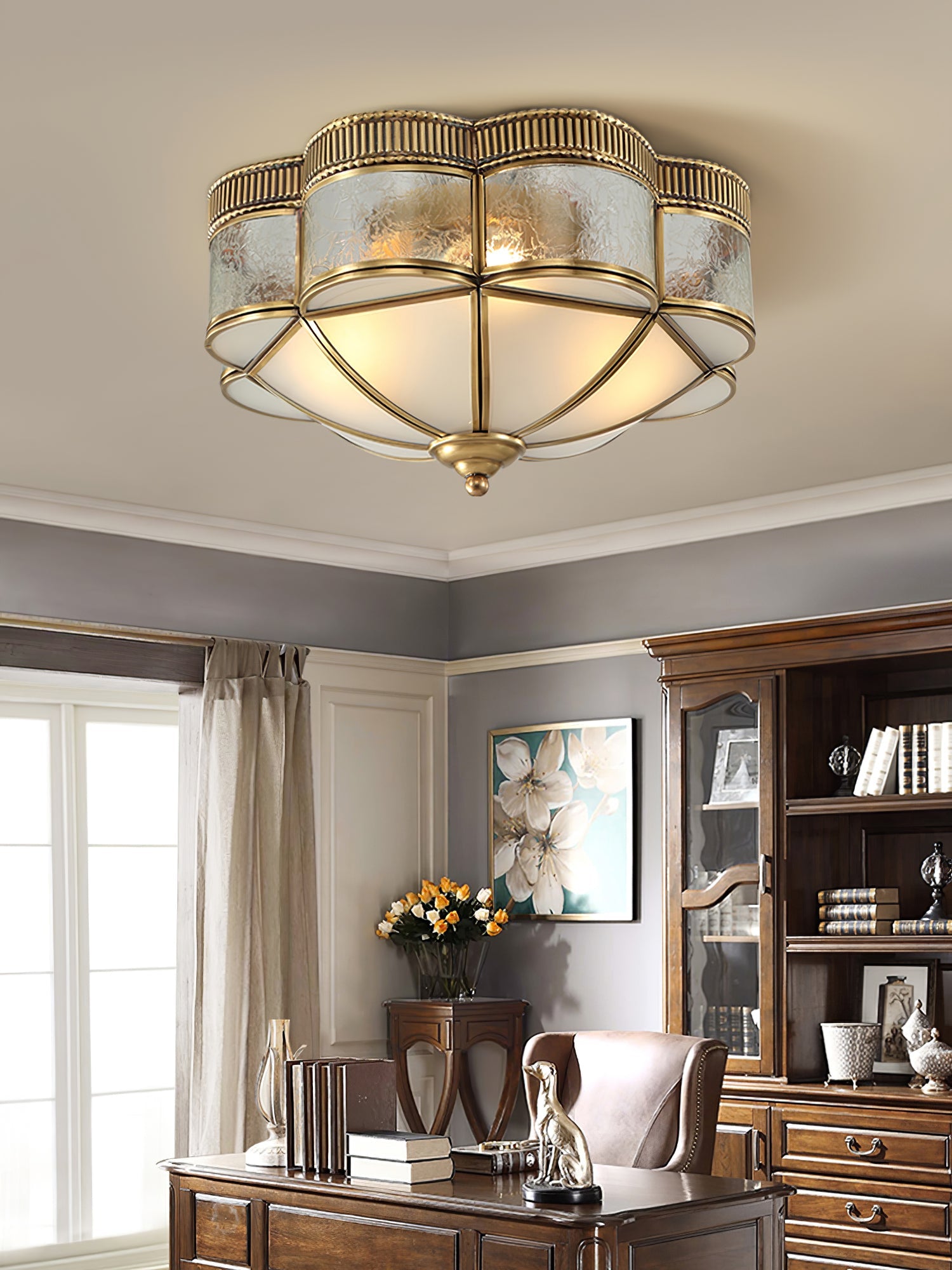 WOW Brass Domed Flush Ceiling Lamp