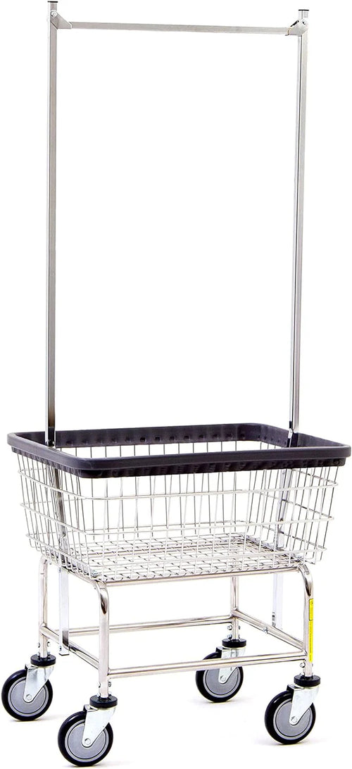 Heavy Duty Wire Laundry Cart with Double Rod Rack