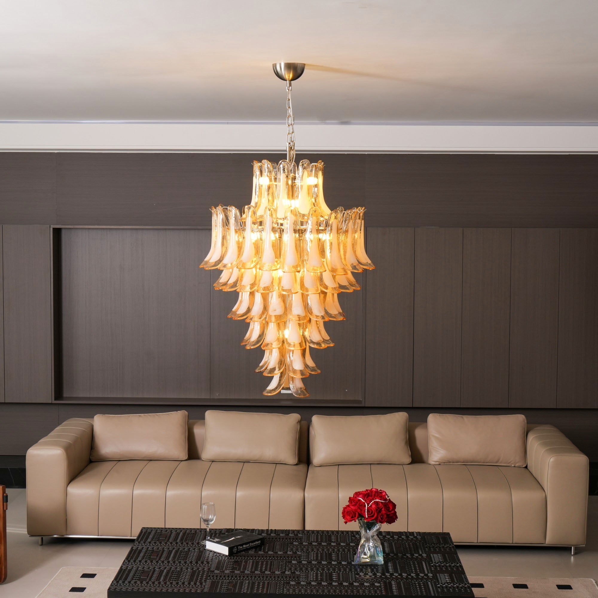 WOW Amber Cloud Murano Glass Petals Chandelier-Wow25325
