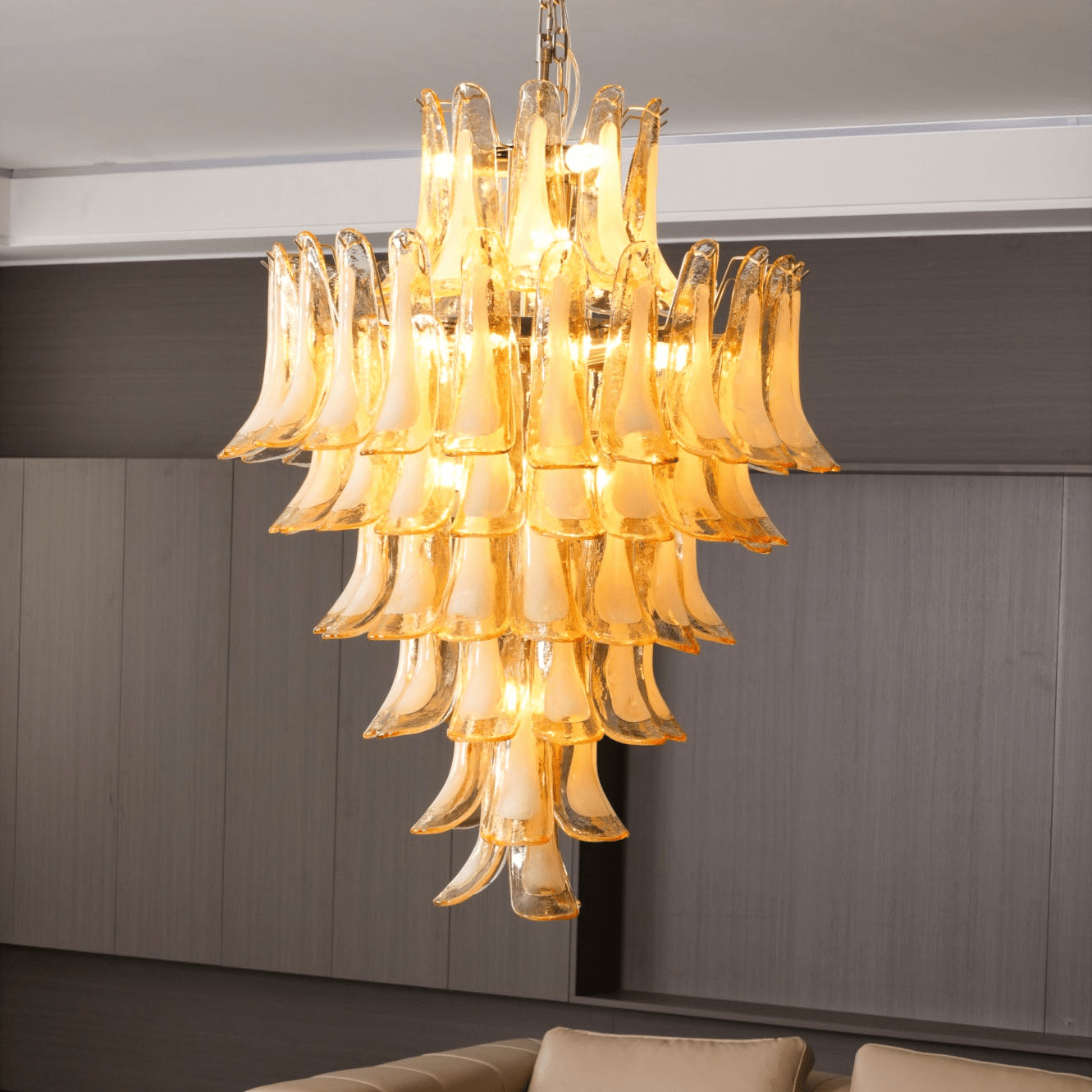 WOW Amber Cloud Murano Glass Petals Chandelier-Wow25325