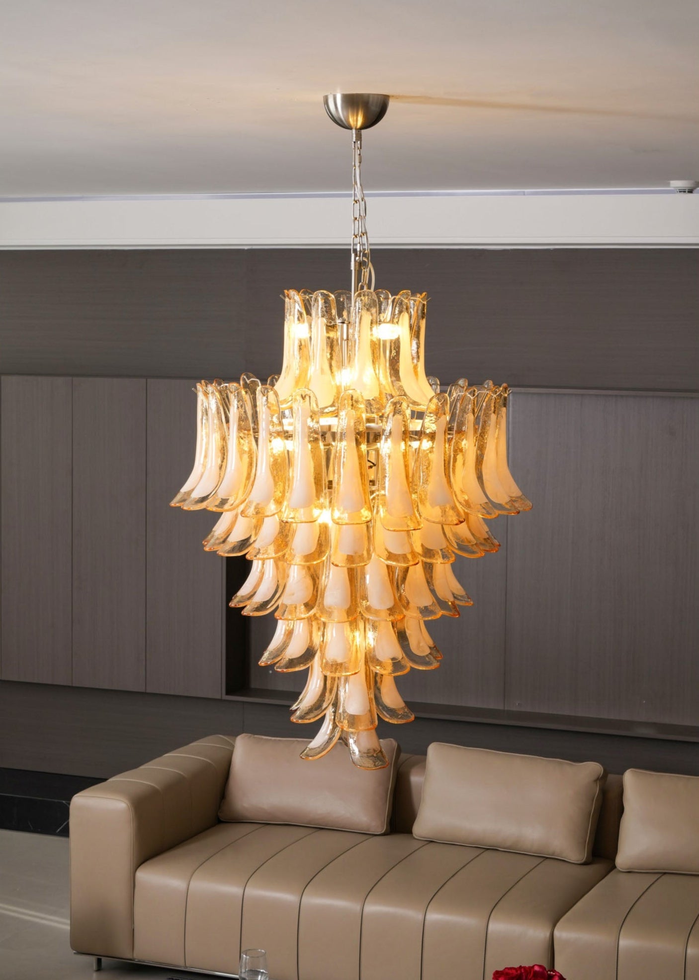 WOW Amber Cloud Murano Glass Petals Chandelier-Wow25325