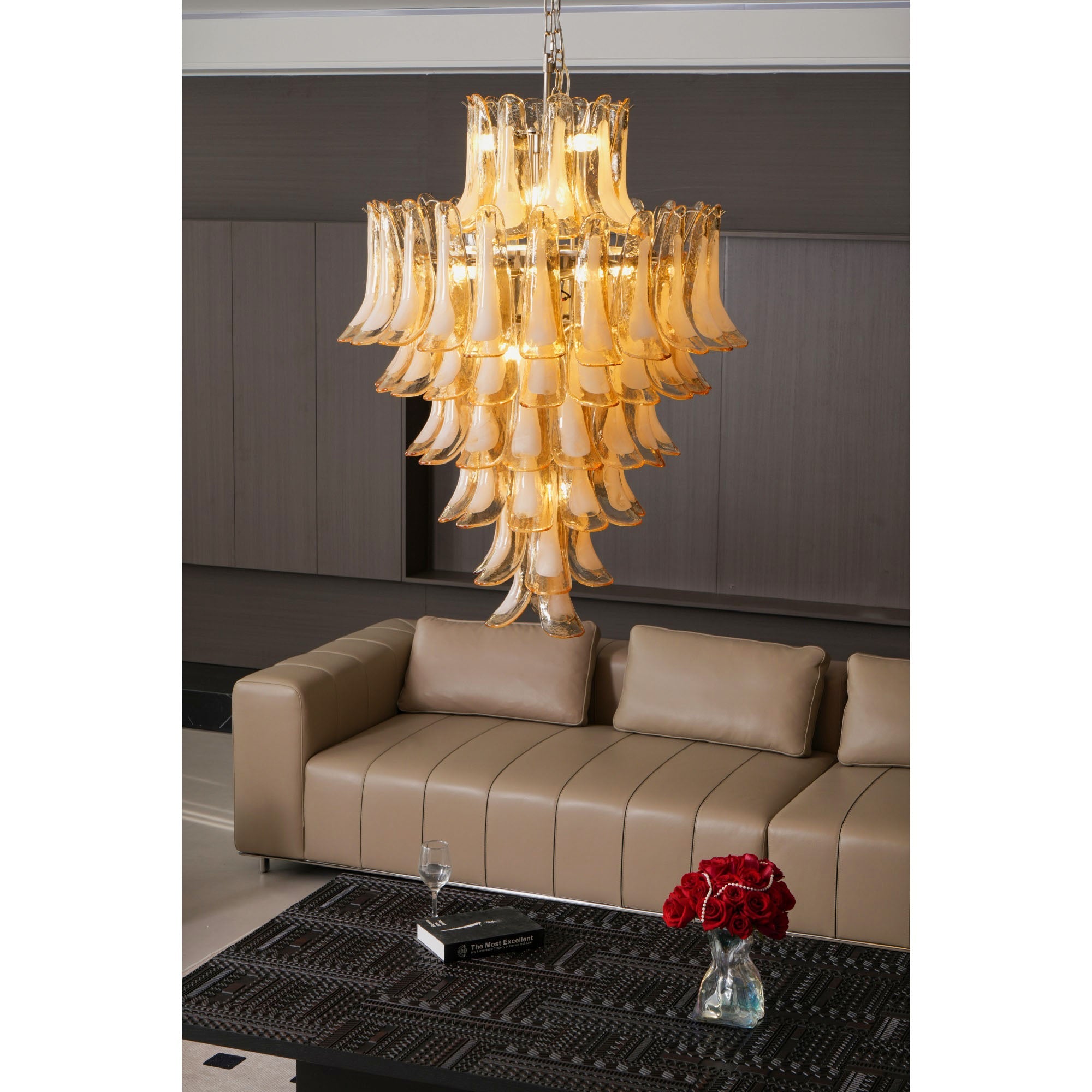 WOW Amber Cloud Murano Glass Petals Chandelier-Wow25325