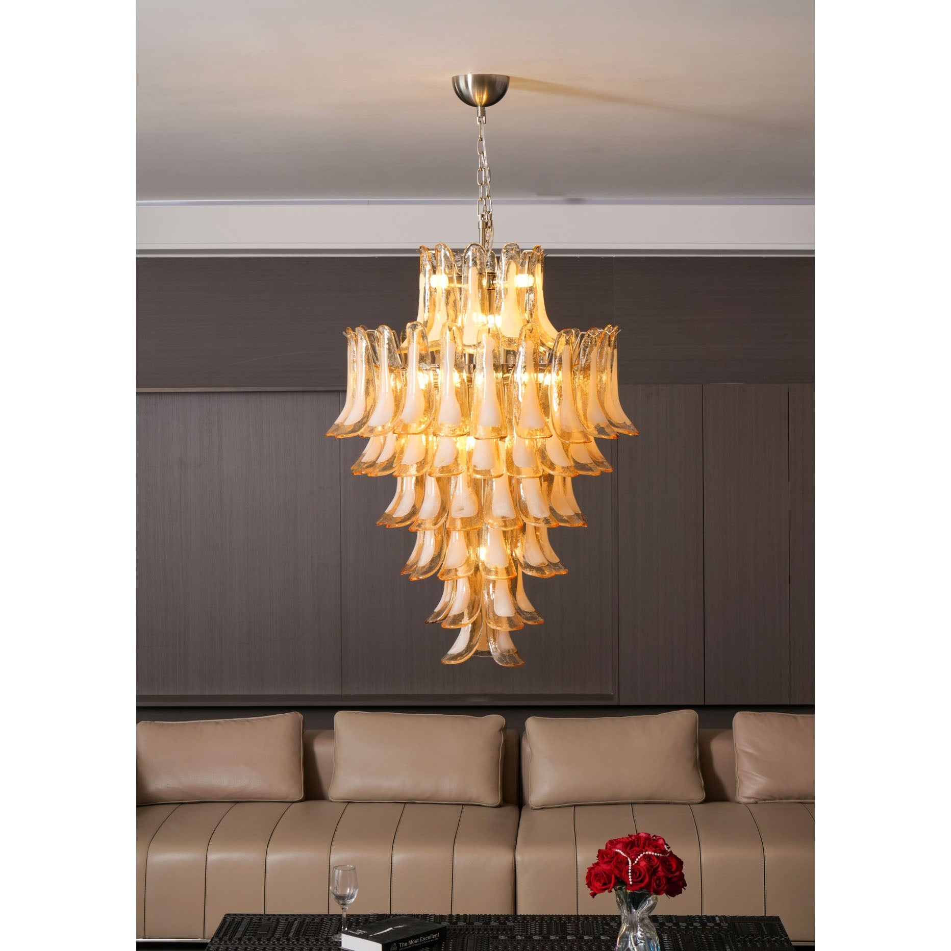 WOW Amber Cloud Murano Glass Petals Chandelier-Wow25325