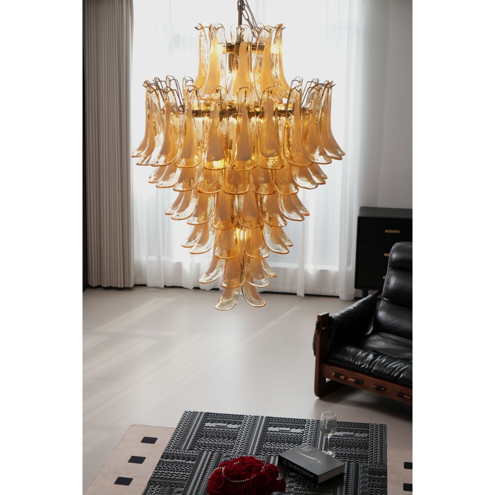 WOW Amber Cloud Murano Glass Petals Chandelier-Wow25325