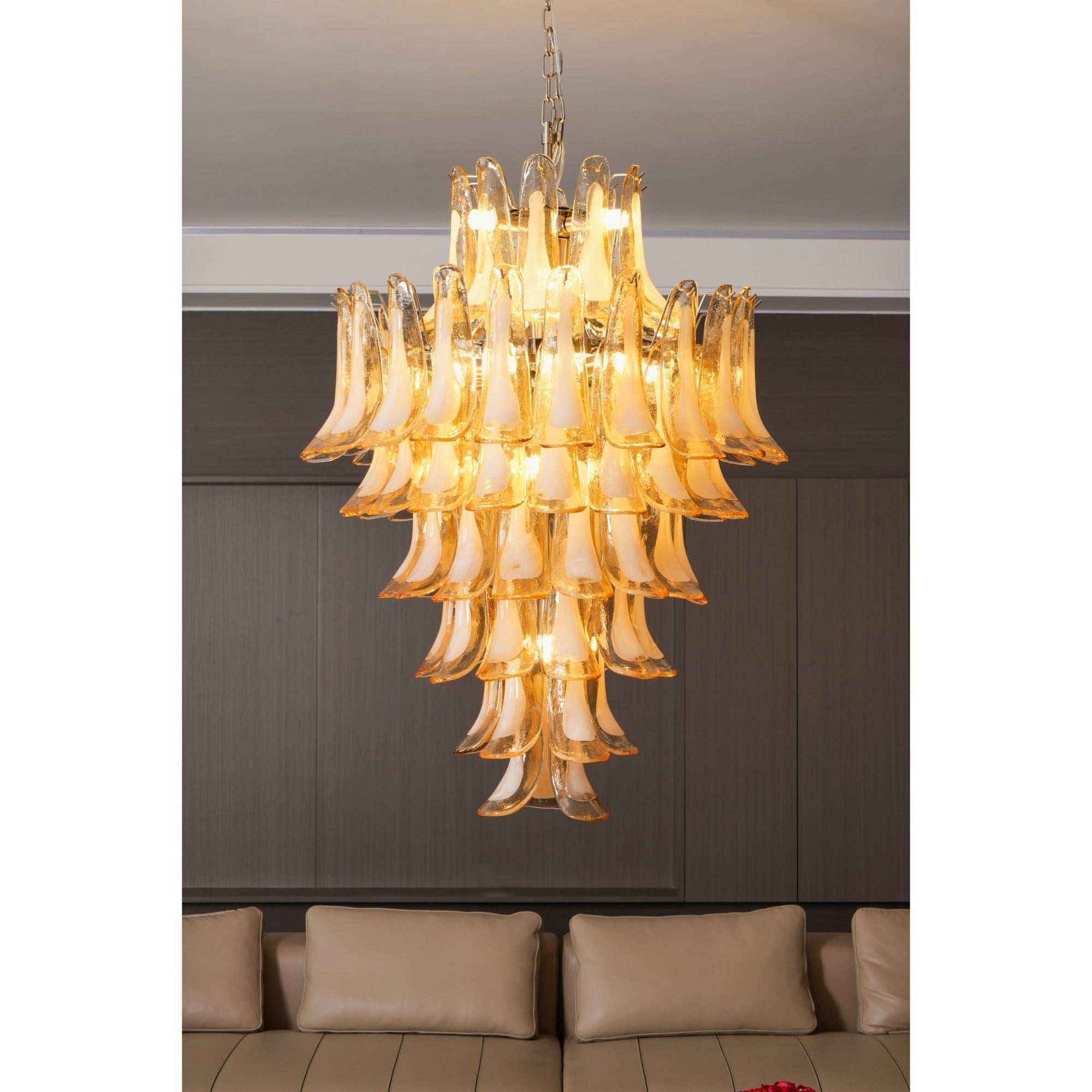 WOW Amber Cloud Murano Glass Petals Chandelier-Wow25325