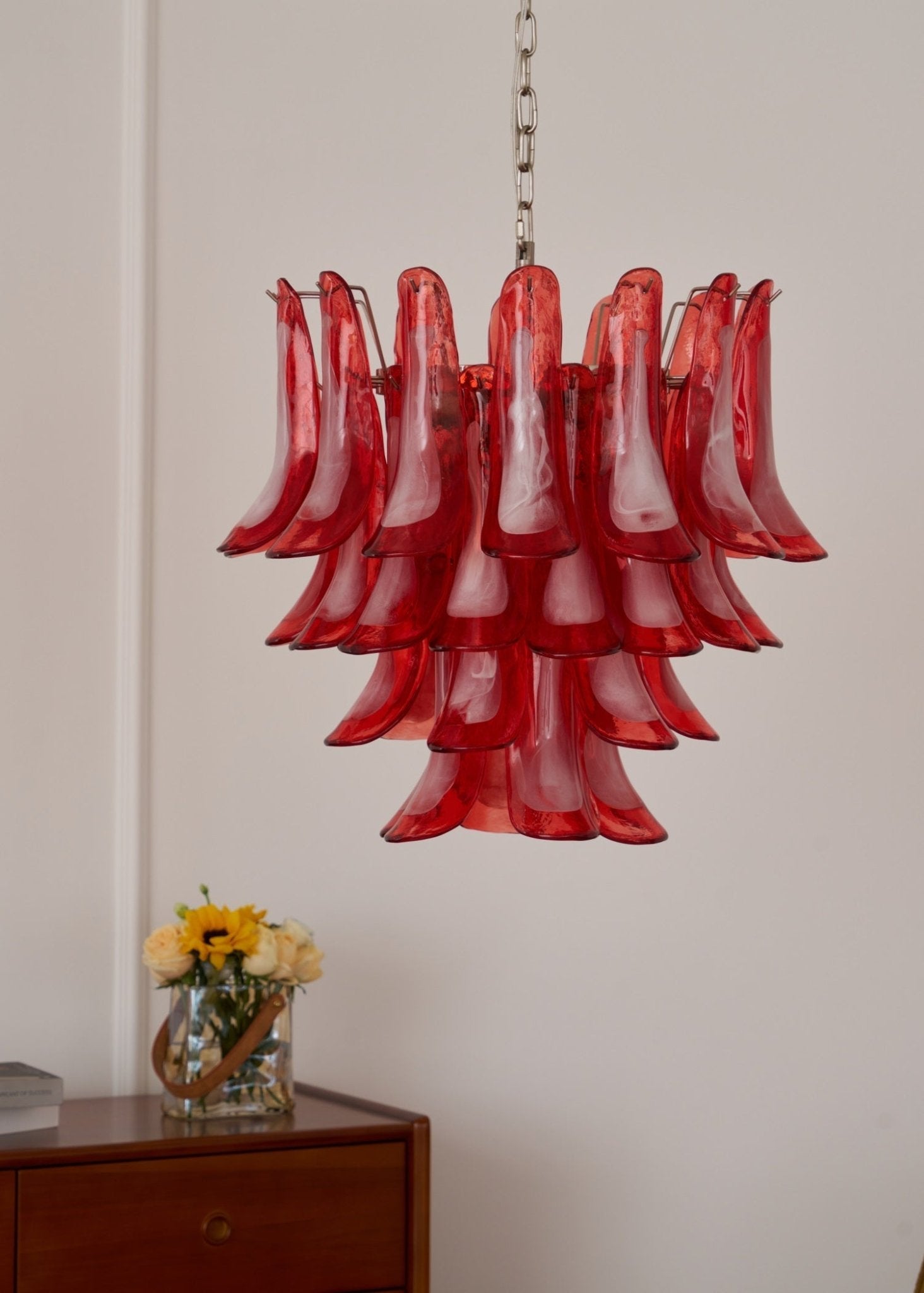 Crimson Glass Murano Petals Gorgeous Chandelier-WOW5253