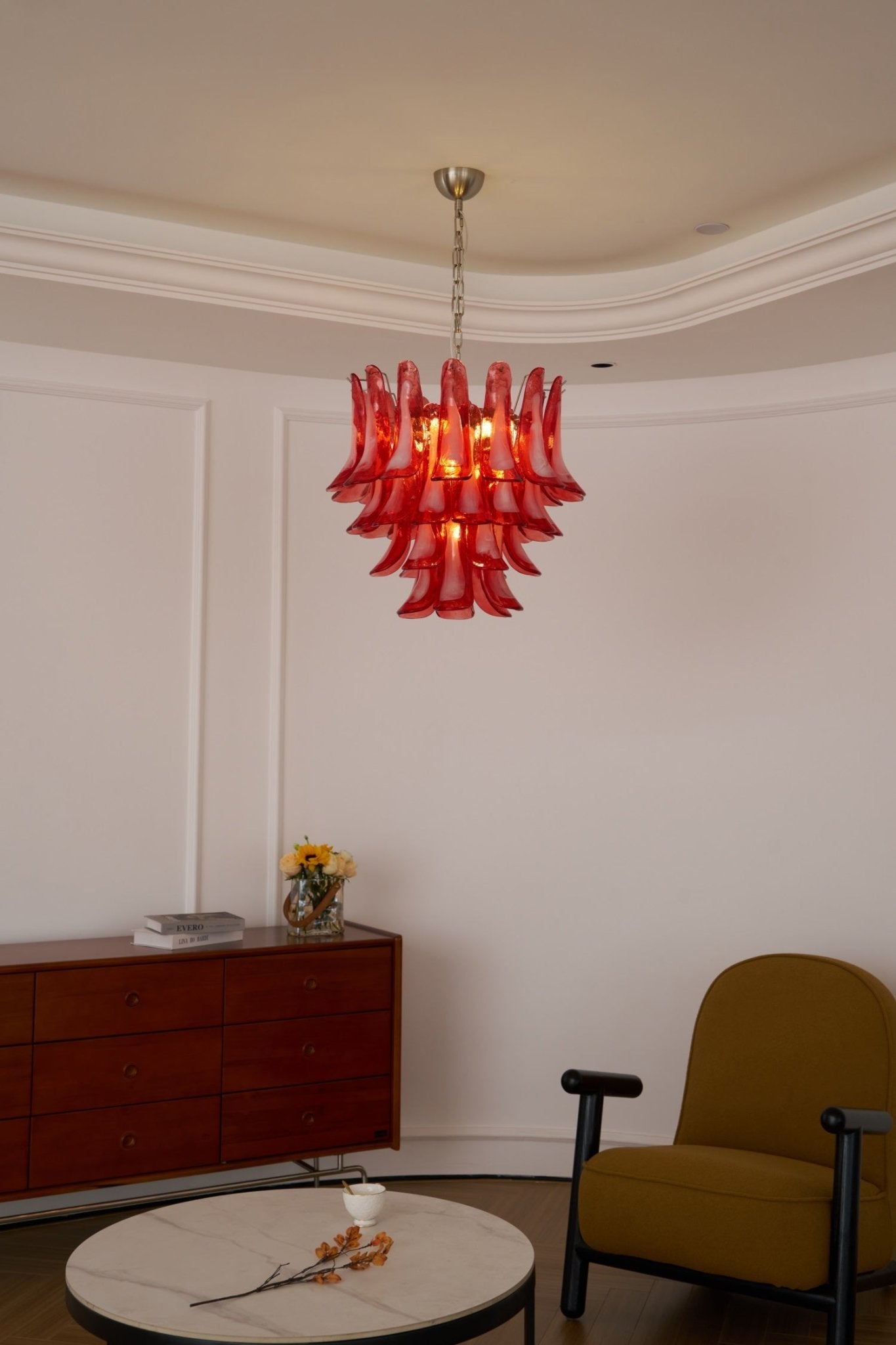 Crimson Glass Murano Petals Gorgeous Chandelier-WOW5253