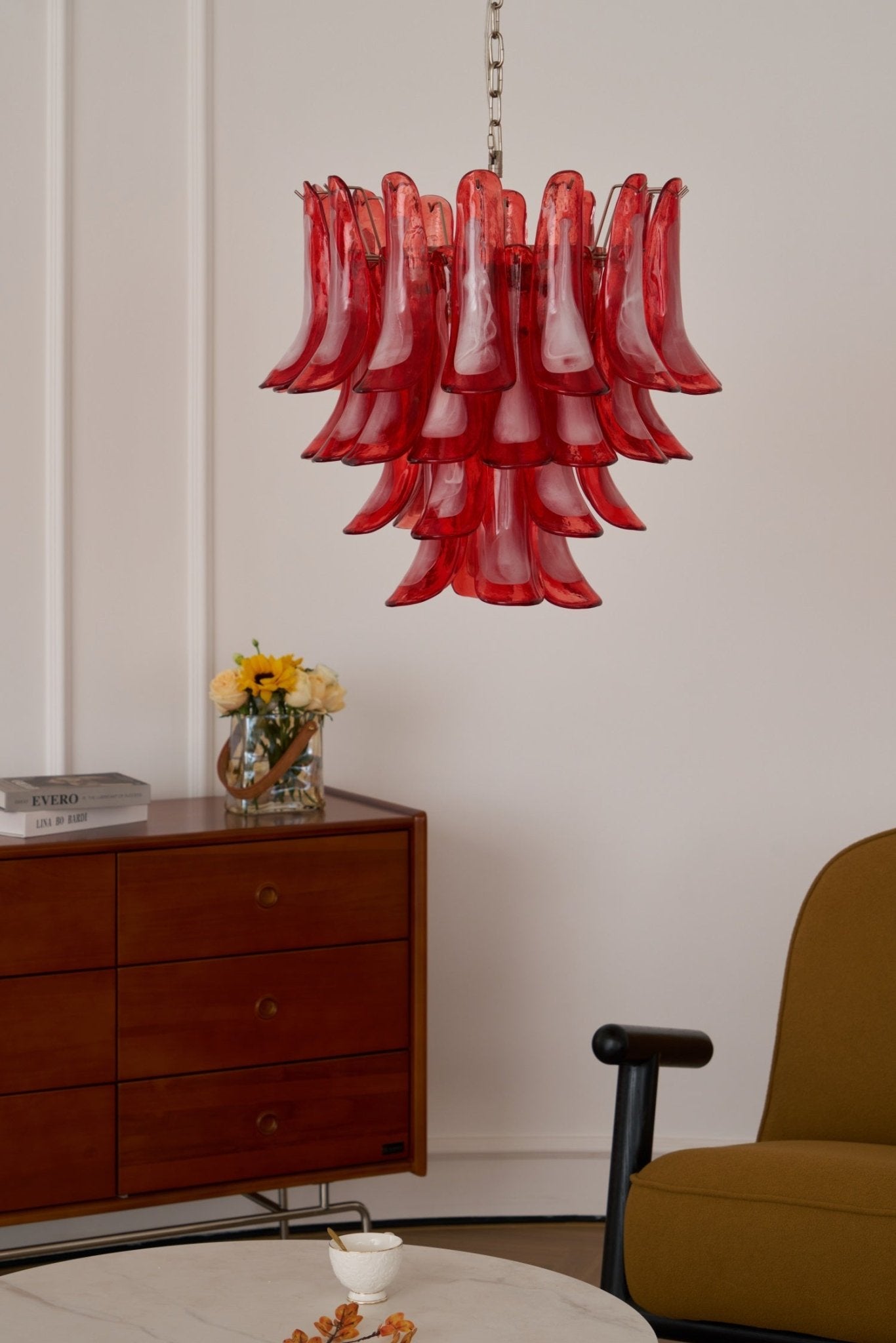 Crimson Glass Murano Petals Gorgeous Chandelier-WOW5253