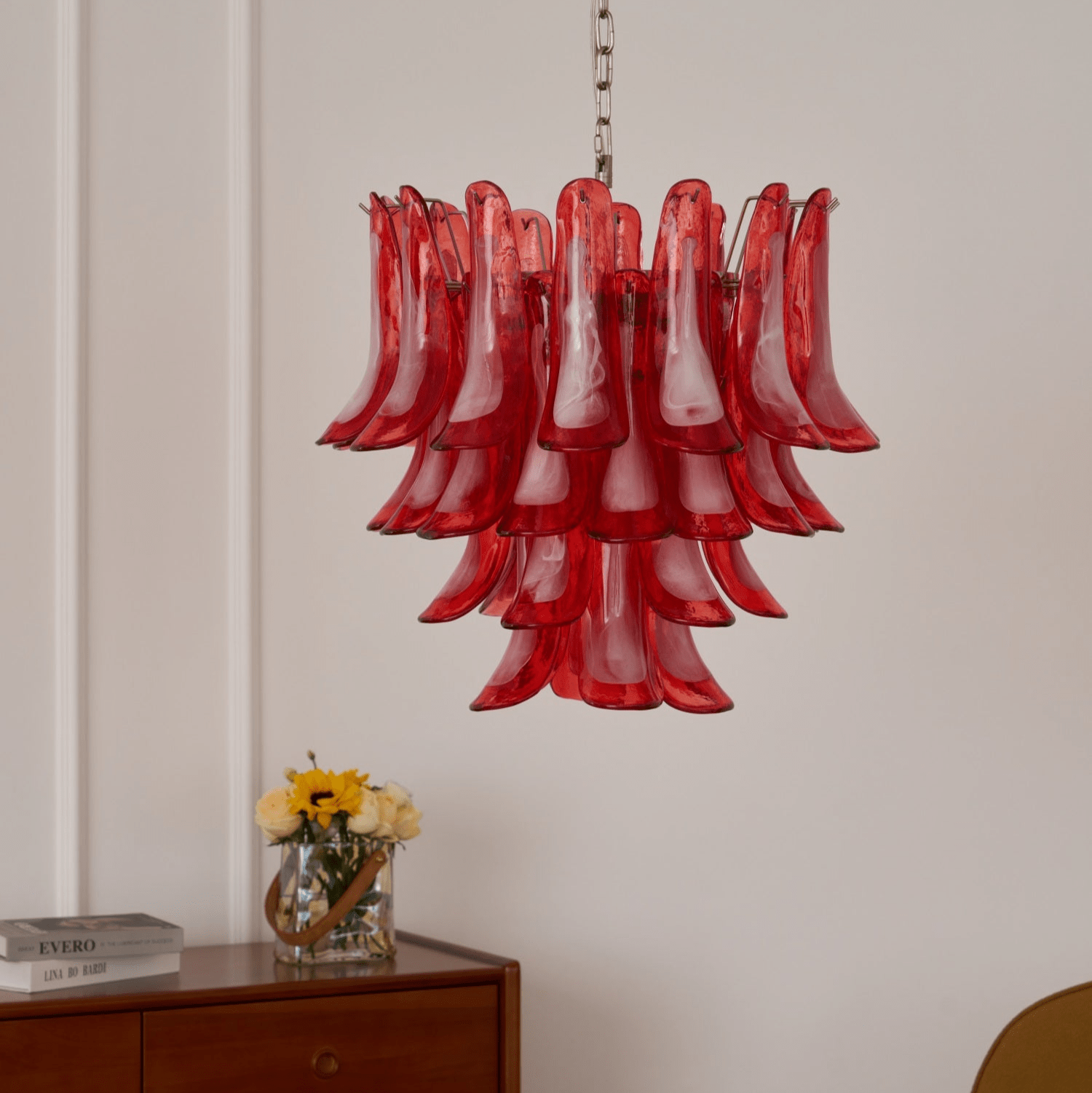 Crimson Glass Murano Petals Gorgeous Chandelier-WOW5253