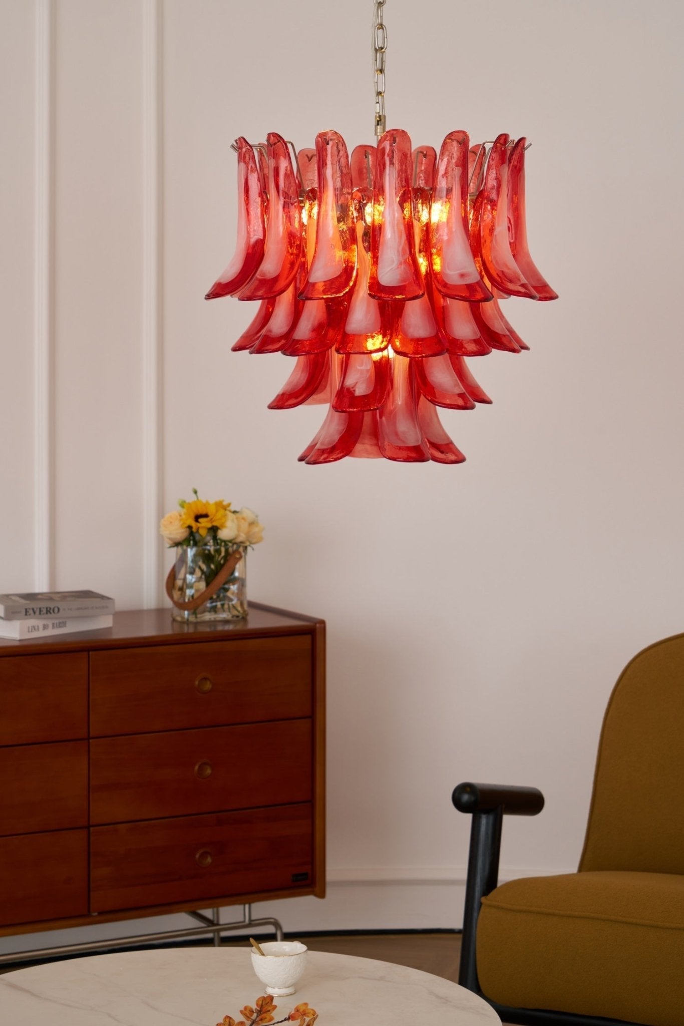 Crimson Glass Murano Petals Gorgeous Chandelier-WOW5253