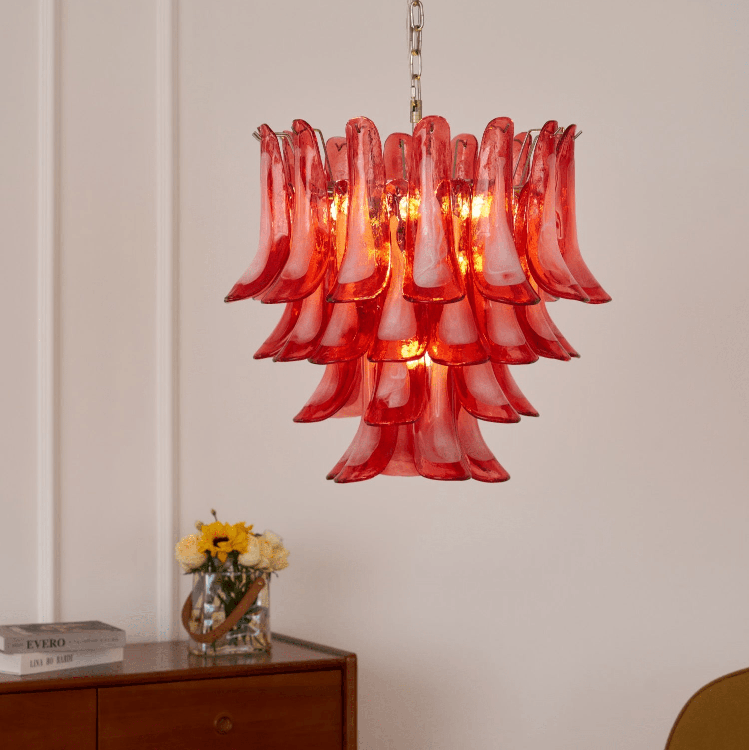 Crimson Glass Murano Petals Gorgeous Chandelier-WOW5253