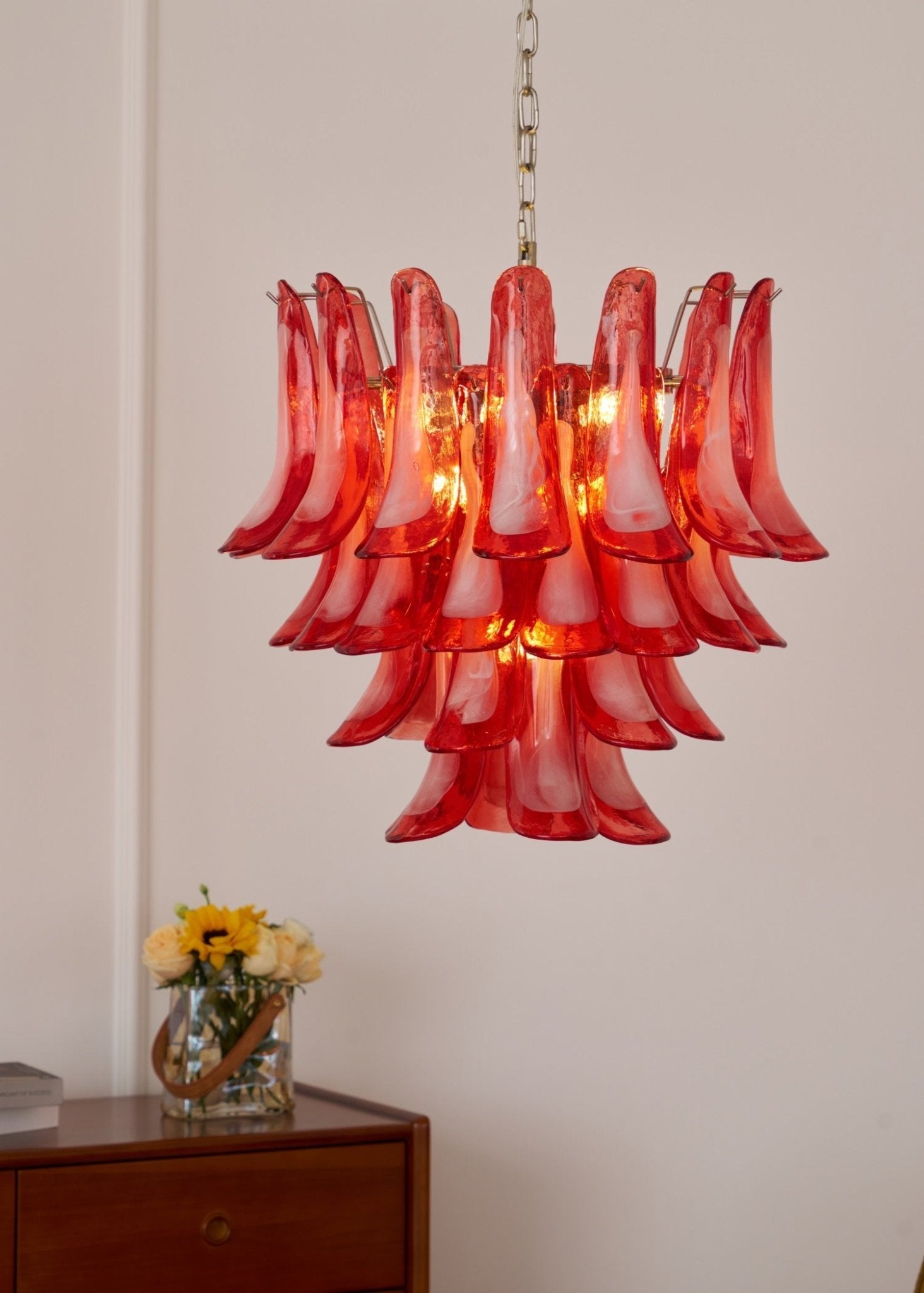 Crimson Glass Murano Petals Gorgeous Chandelier-WOW5253