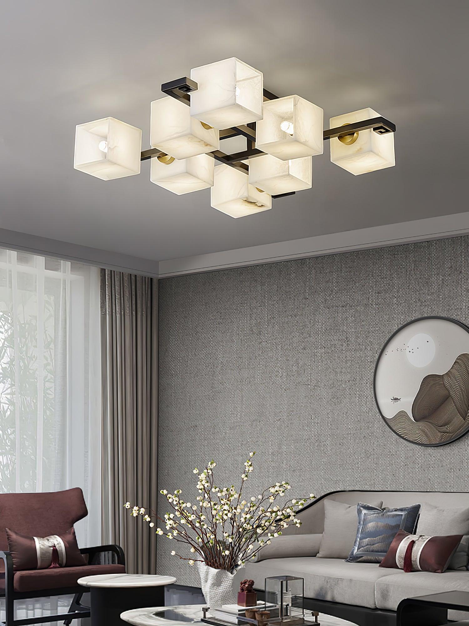 WOW Cubist Alabaster Cluster Ceiling Lamp