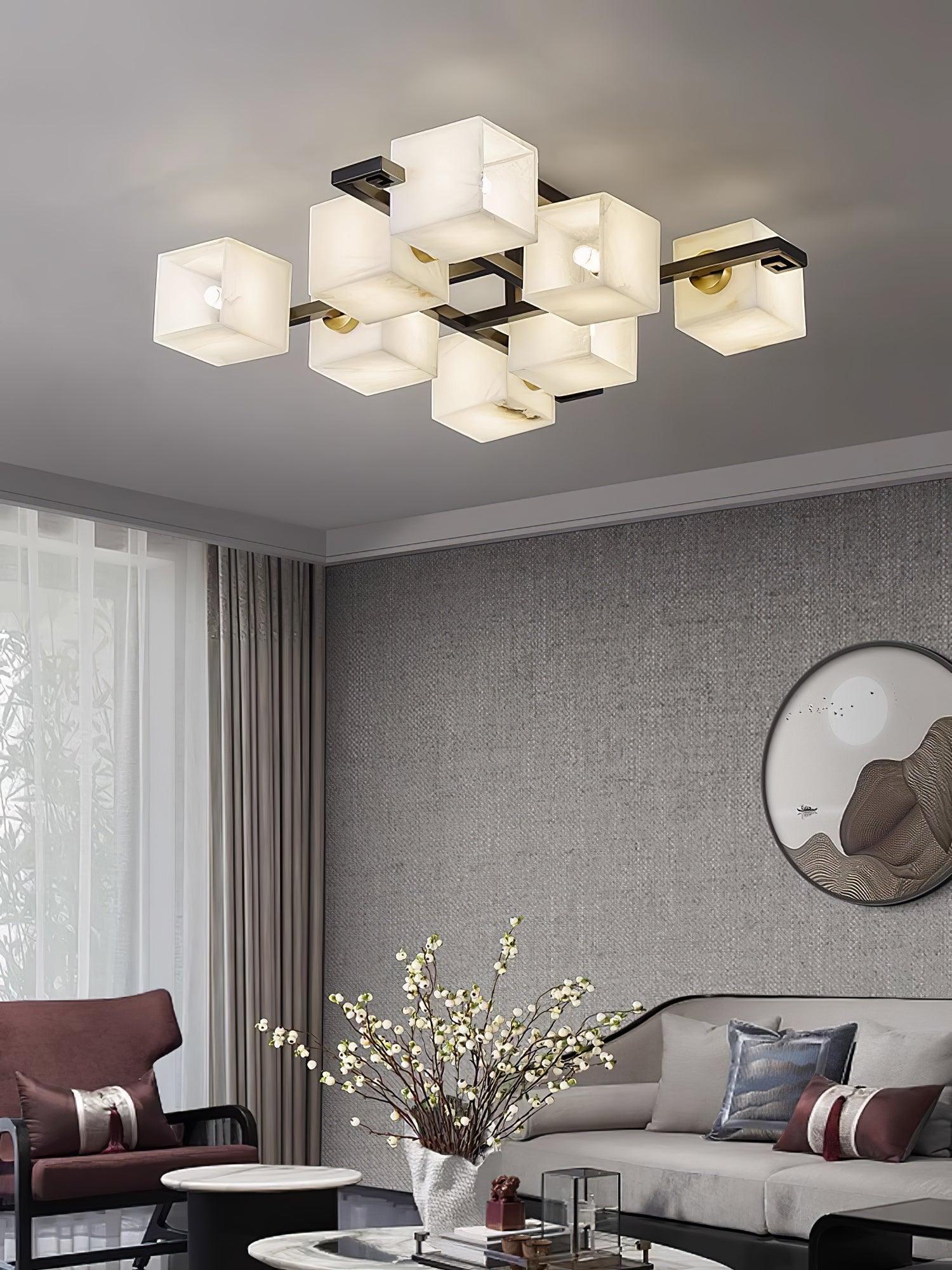 WOW Cubist Alabaster Cluster Ceiling Lamp