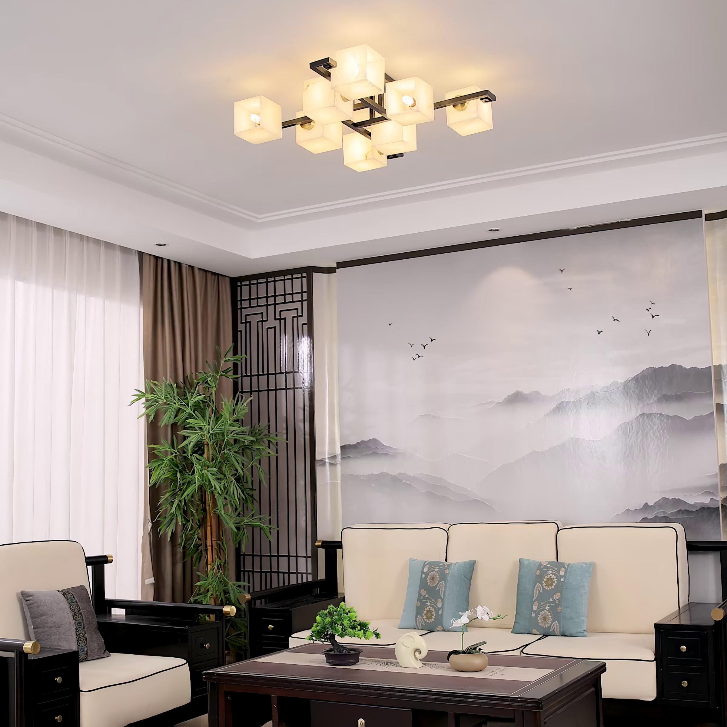 WOW Cubist Alabaster Cluster Ceiling Lamp