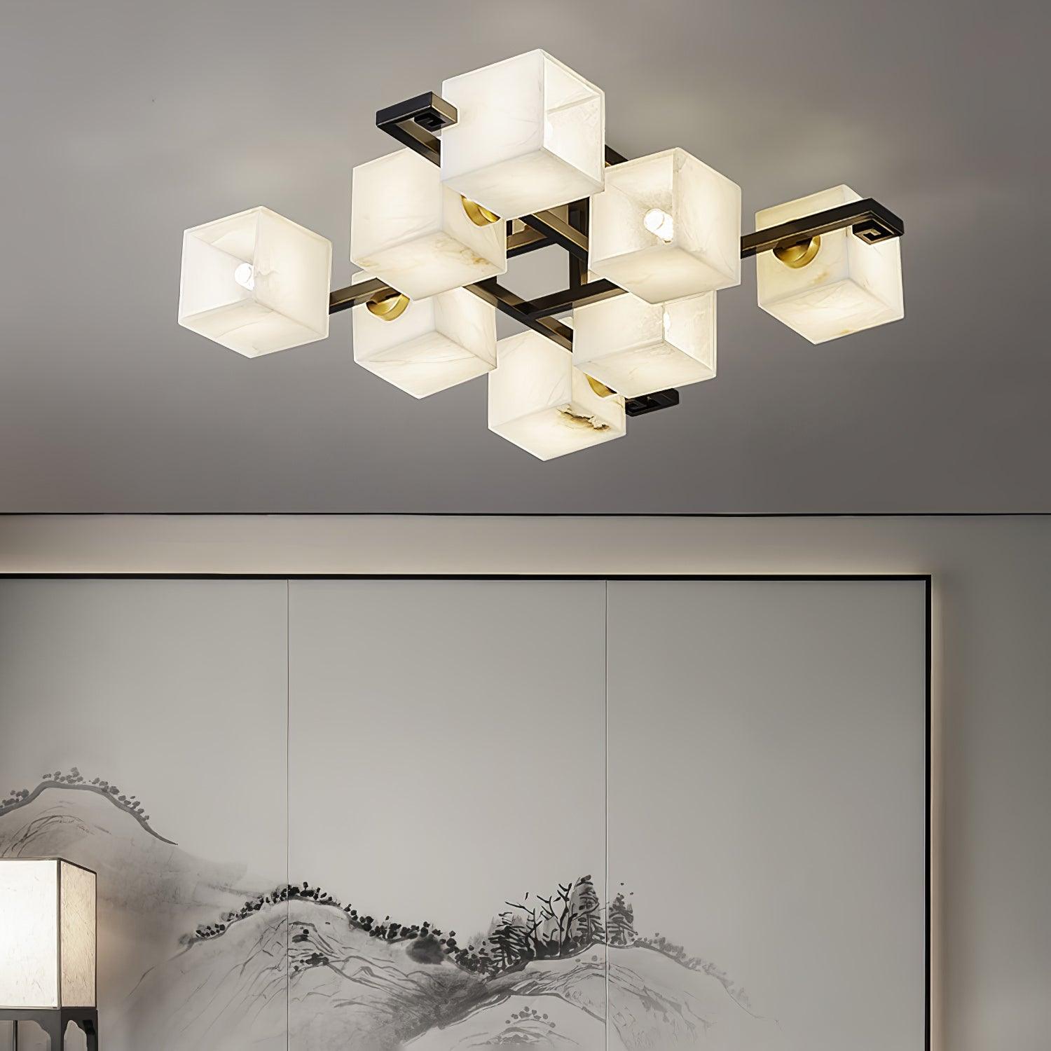 WOW Cubist Alabaster Cluster Ceiling Lamp