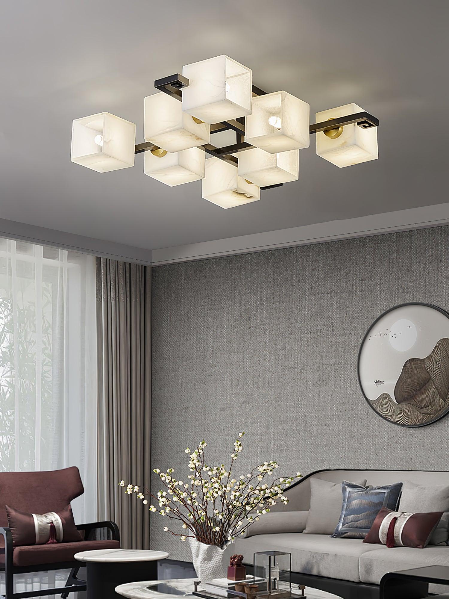 WOW Cubist Alabaster Cluster Ceiling Lamp