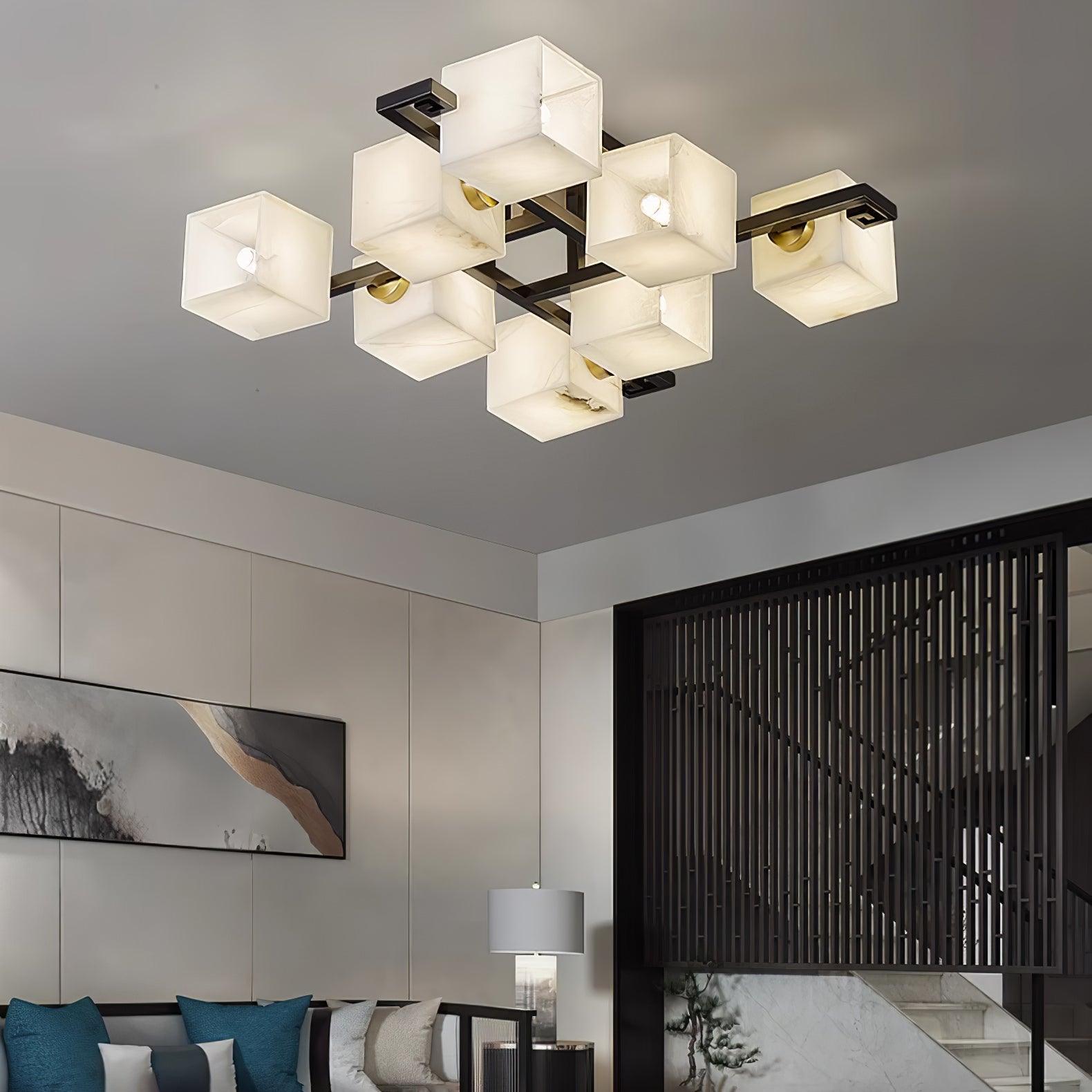 WOW Cubist Alabaster Cluster Ceiling Lamp