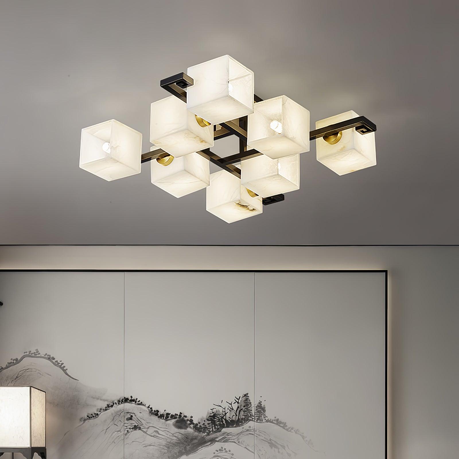 WOW Cubist Alabaster Cluster Ceiling Lamp