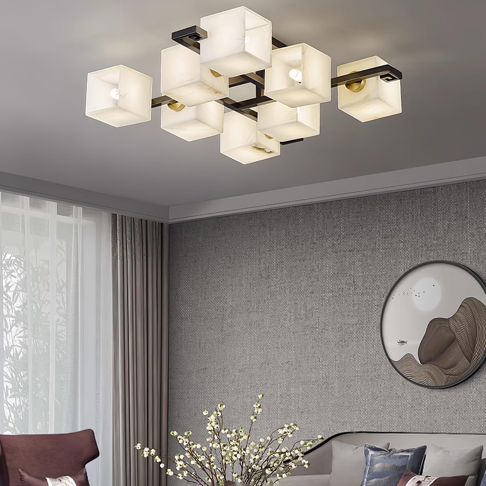 WOW Cubist Alabaster Cluster Ceiling Lamp