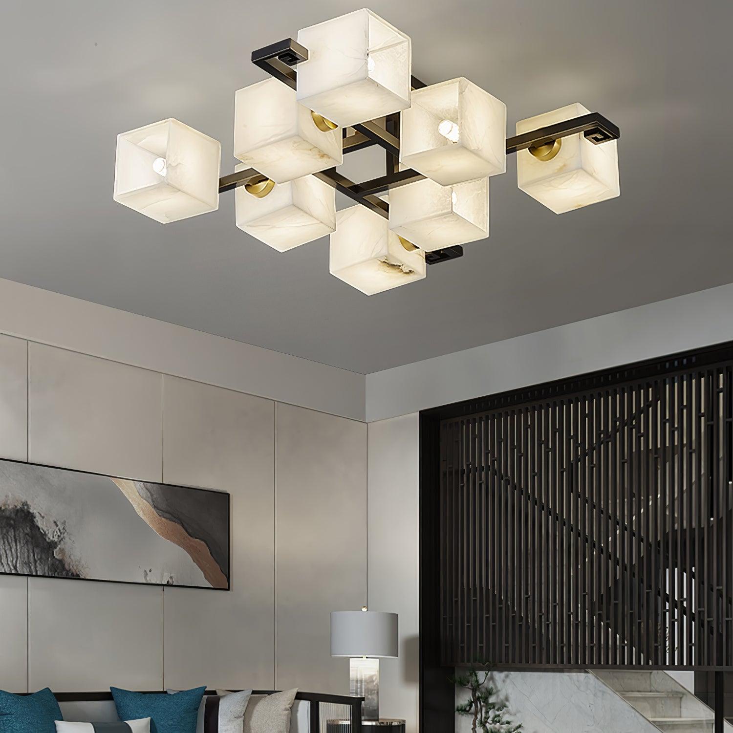 WOW Cubist Alabaster Cluster Ceiling Lamp