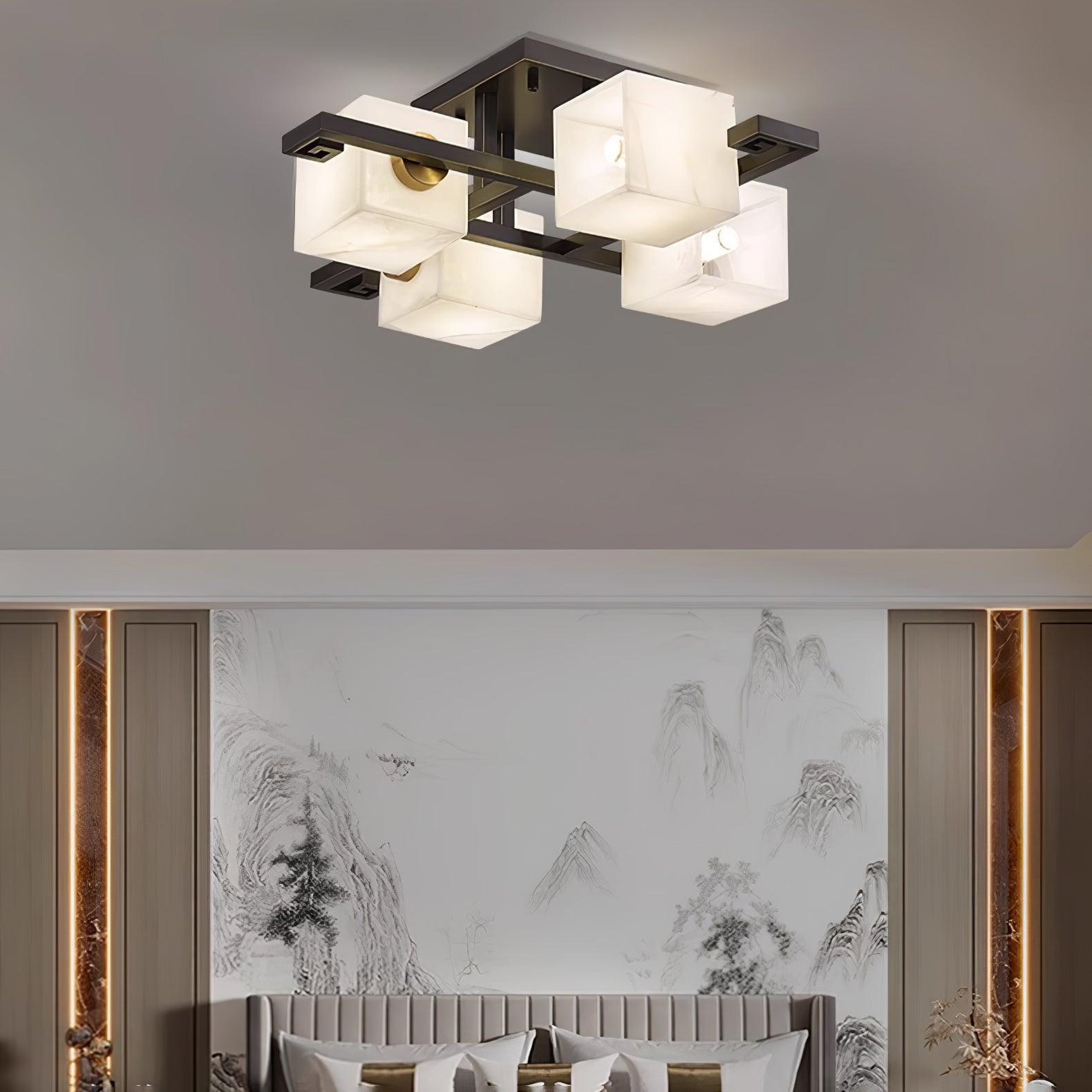 WOW Cubist Alabaster Cluster Ceiling Lamp