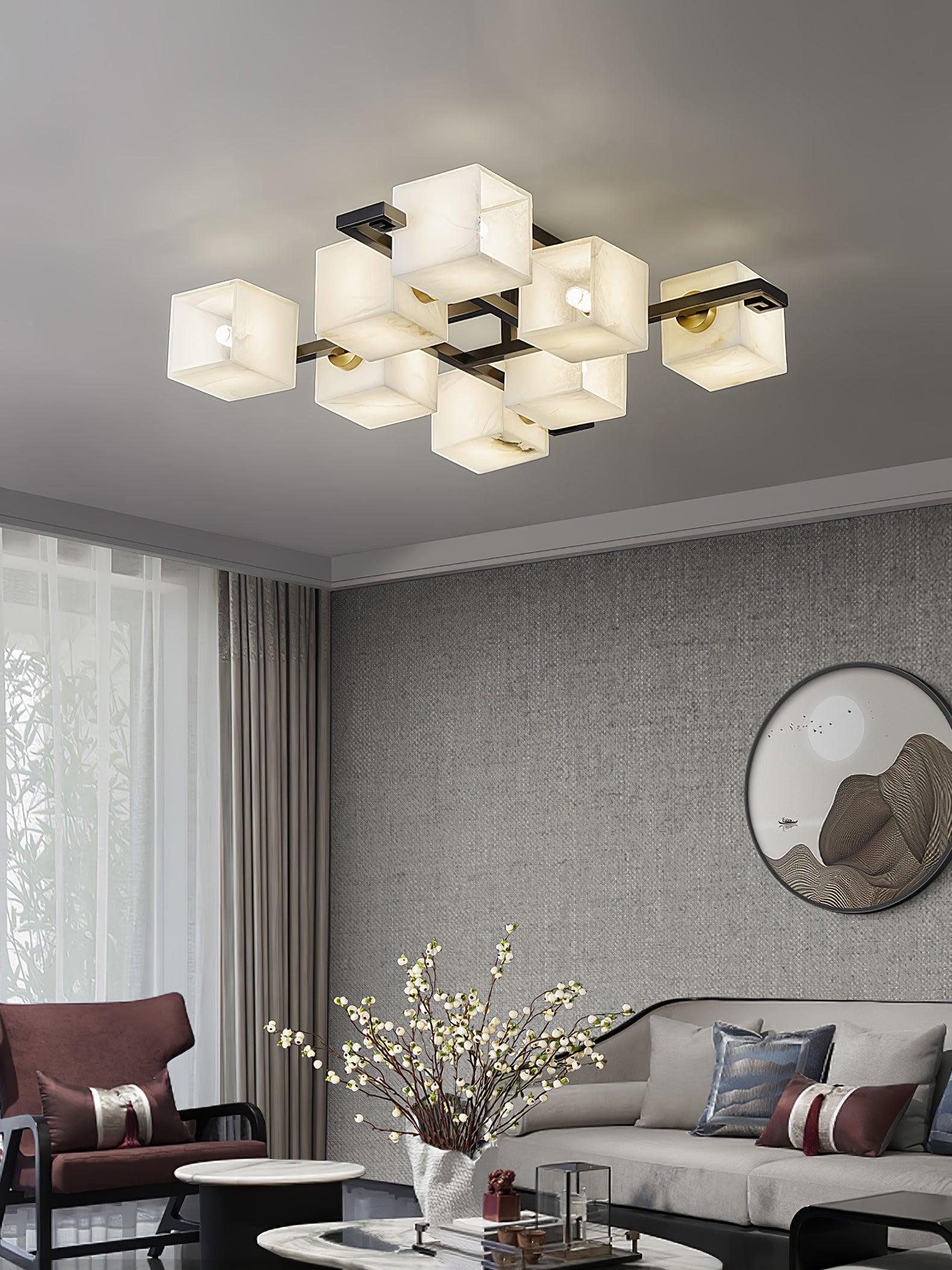 WOW Cubist Alabaster Cluster Ceiling Lamp