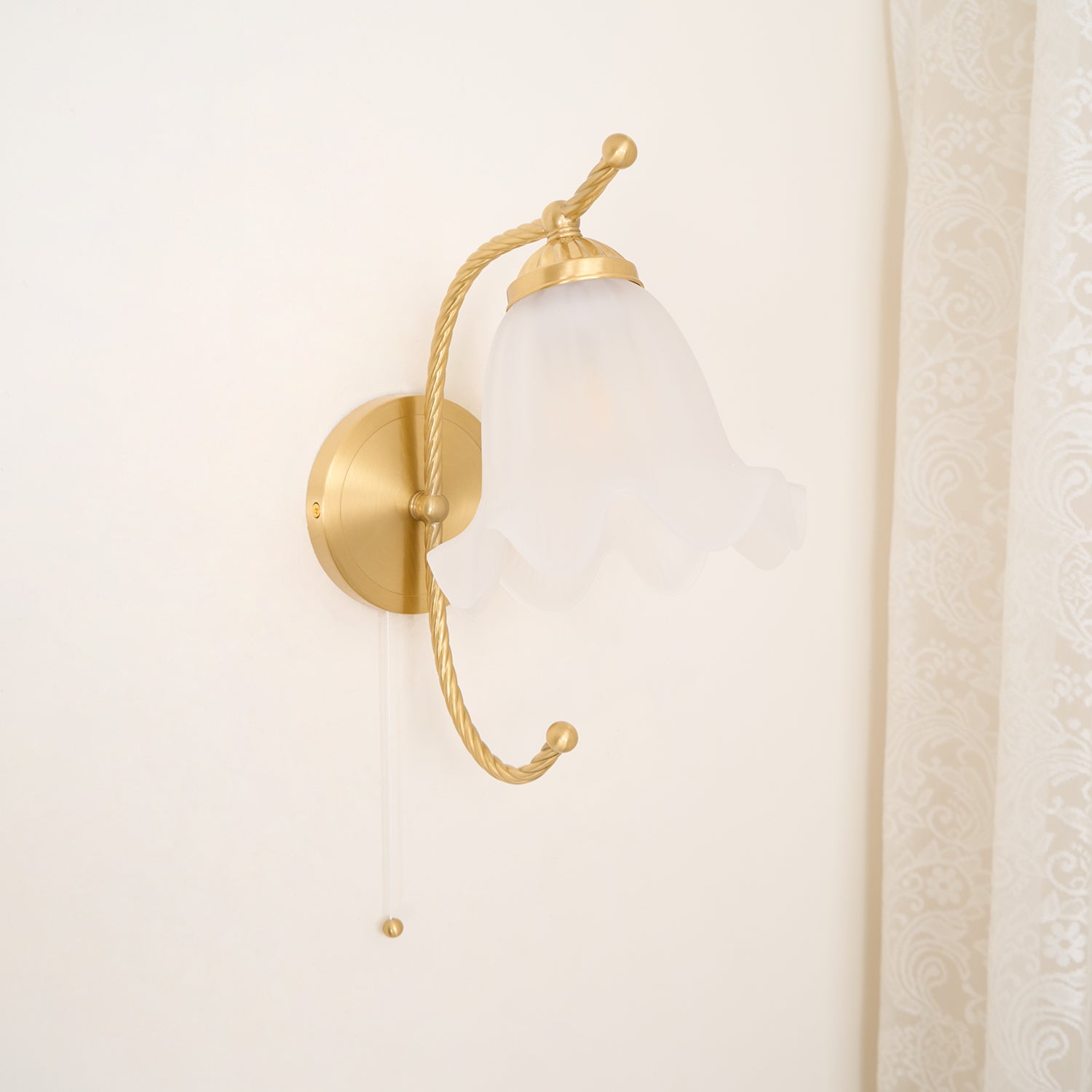 WOW Curved Gooseneck Brass Glass Sconce