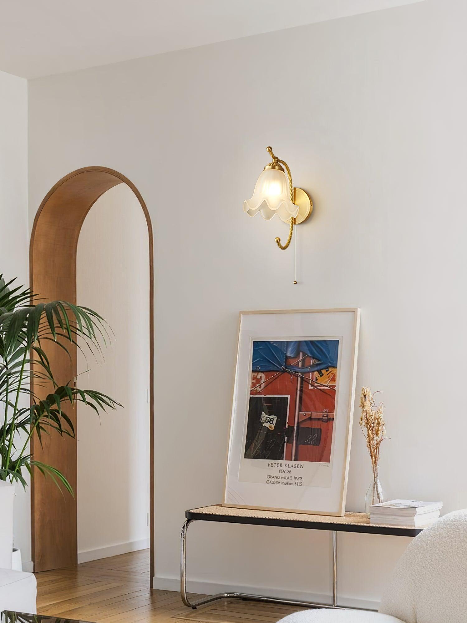 WOW Curved Gooseneck Brass Glass Sconce