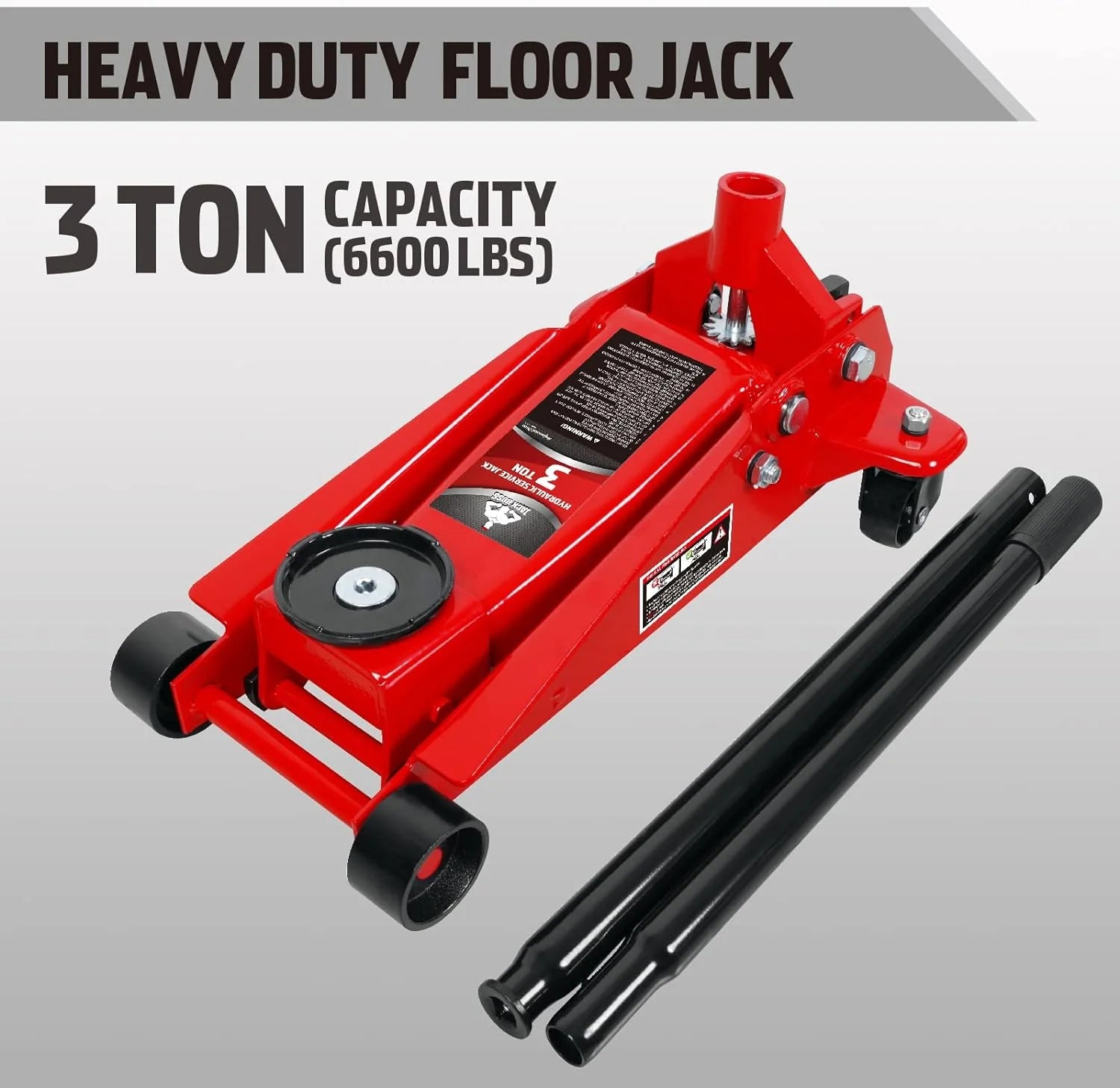 3 Ton Low Profile, Aluminum and Steel Racing Floor Jack with Dual Pistons Quick Lift Pump for Sport Utility Vehicle, Lifting Range 3-15/16