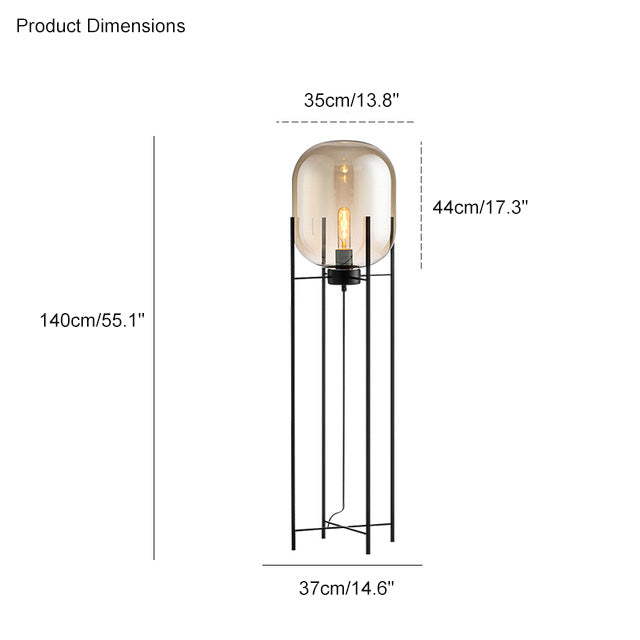 WOW Smoked Glass Lantern Floor Lamp-wow7015