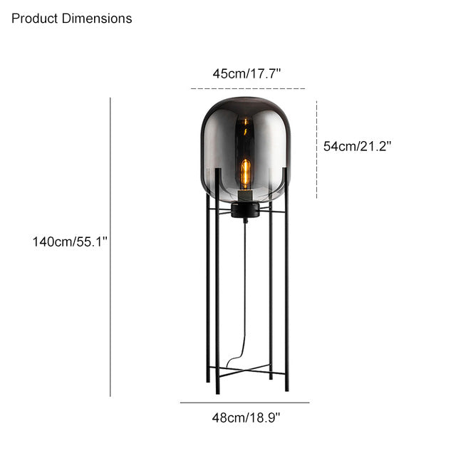 WOW Smoked Glass Lantern Floor Lamp-wow7015