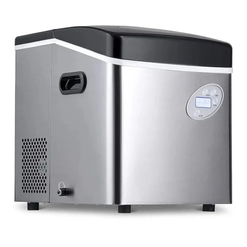 Portable Ice Maker 50 lb. Daily, 12 Cubes in Under 7 Minutes - Compact Countertop Design - 3 Size Bullet Shaped Ice - for Kitchen/Office/RV/Bar - Stainless Steel