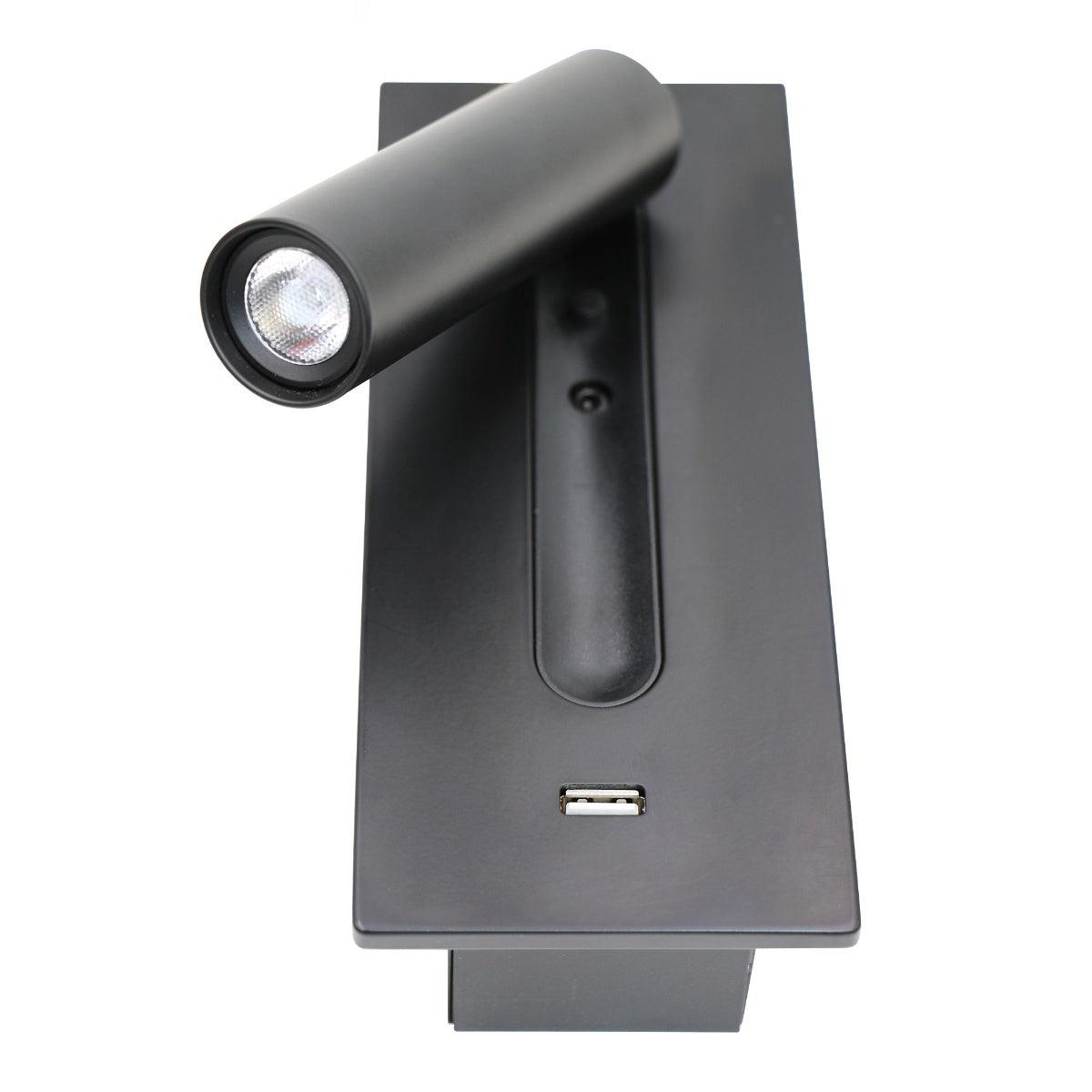 WOW Black Bedside USB Wall Light