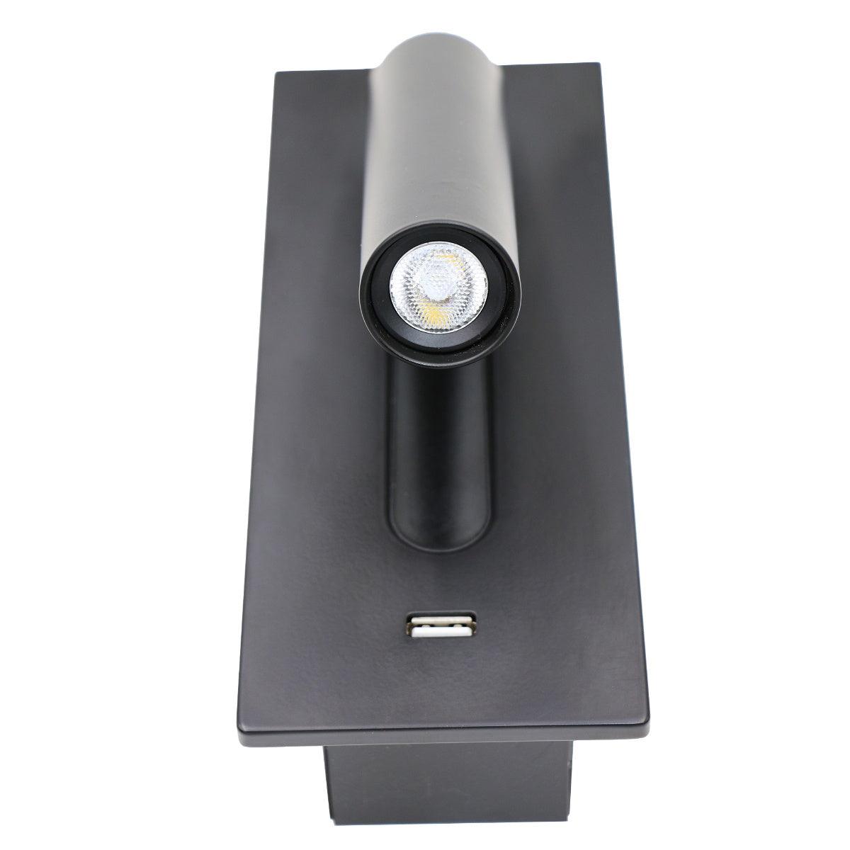 WOW Black Bedside USB Wall Light