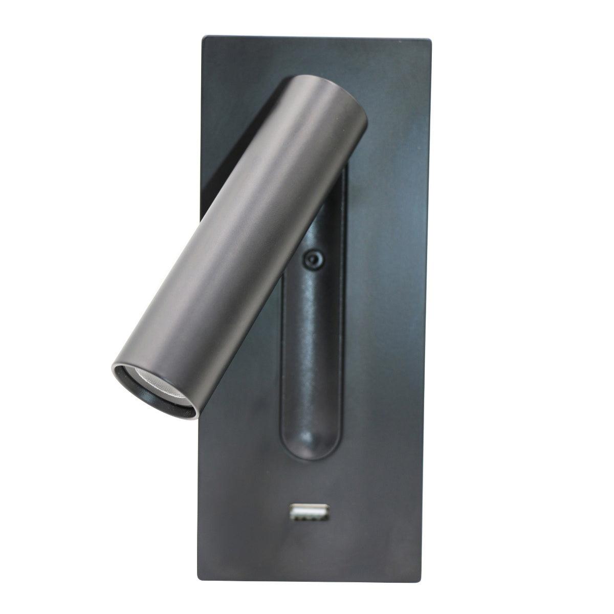 WOW Black Bedside USB Wall Light