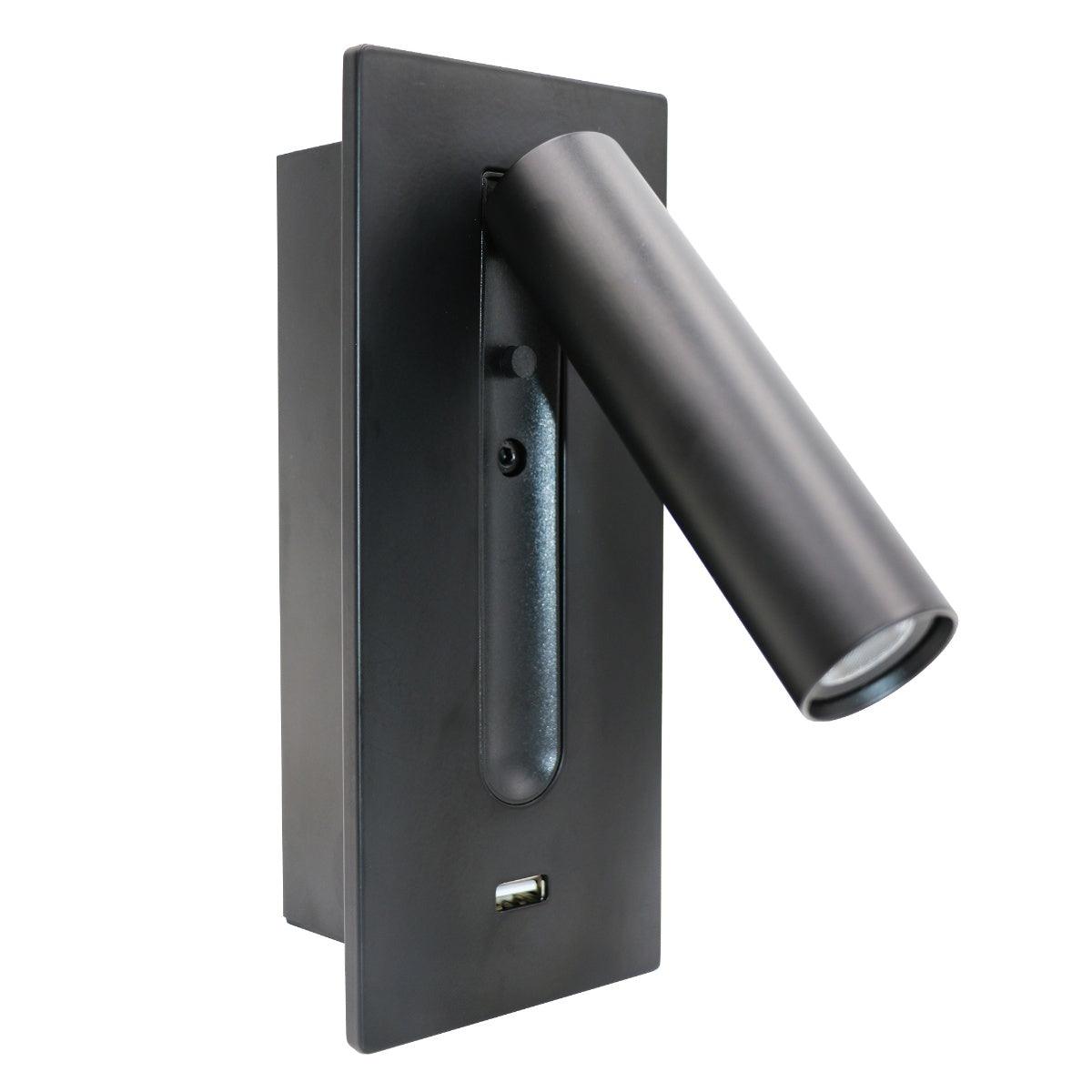WOW Black Bedside USB Wall Light