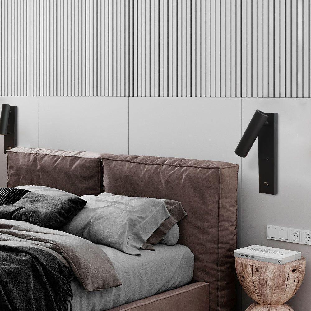 WOW Black Bedside USB Wall Light