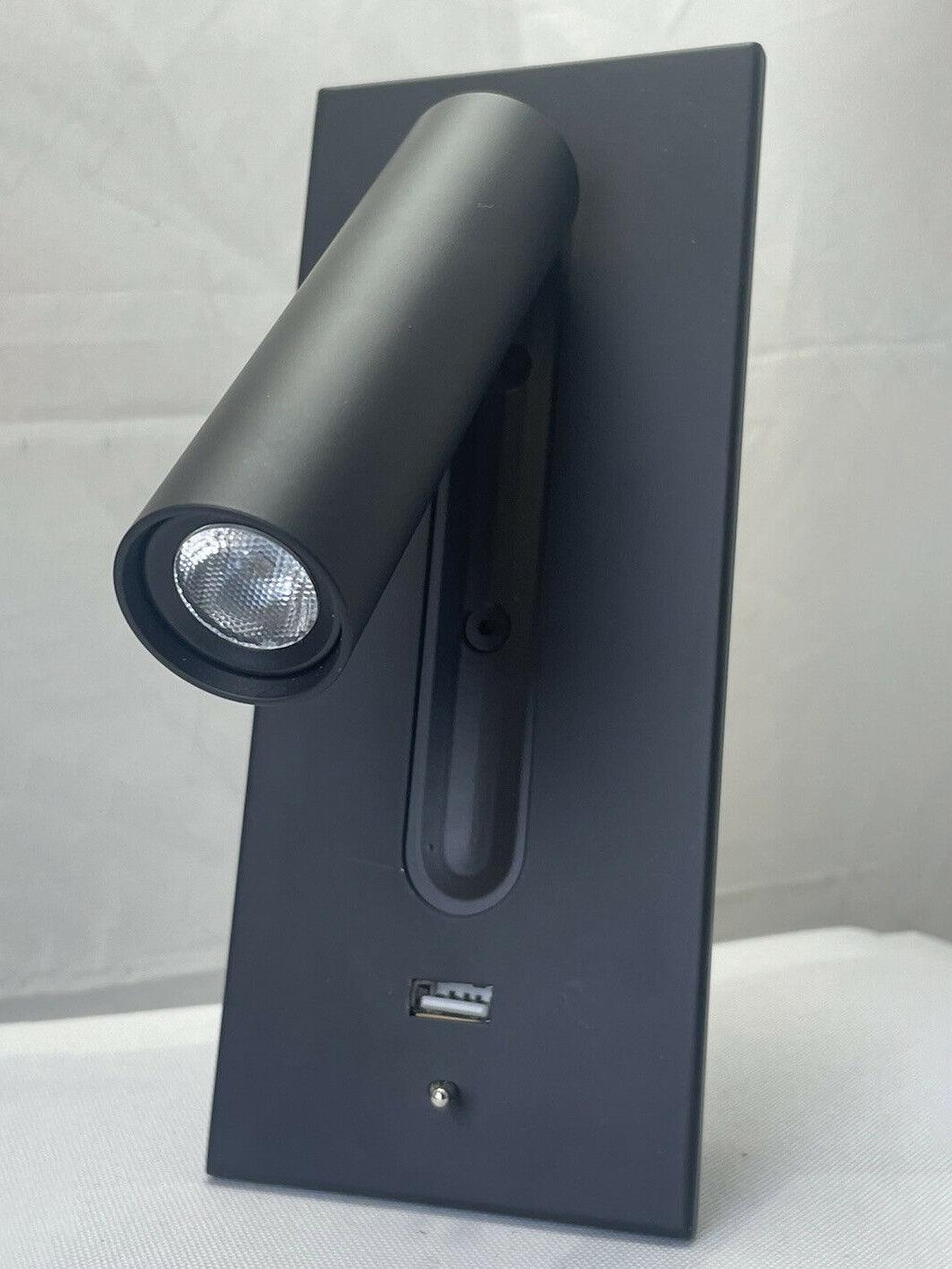 WOW Black Bedside USB Wall Light