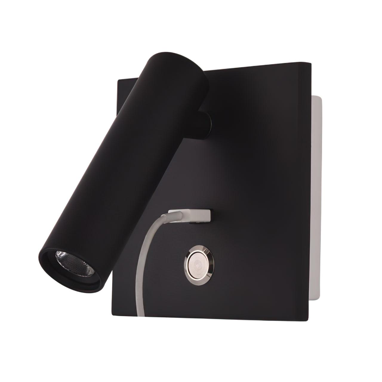 WOW Black Bedside USB Wall Light