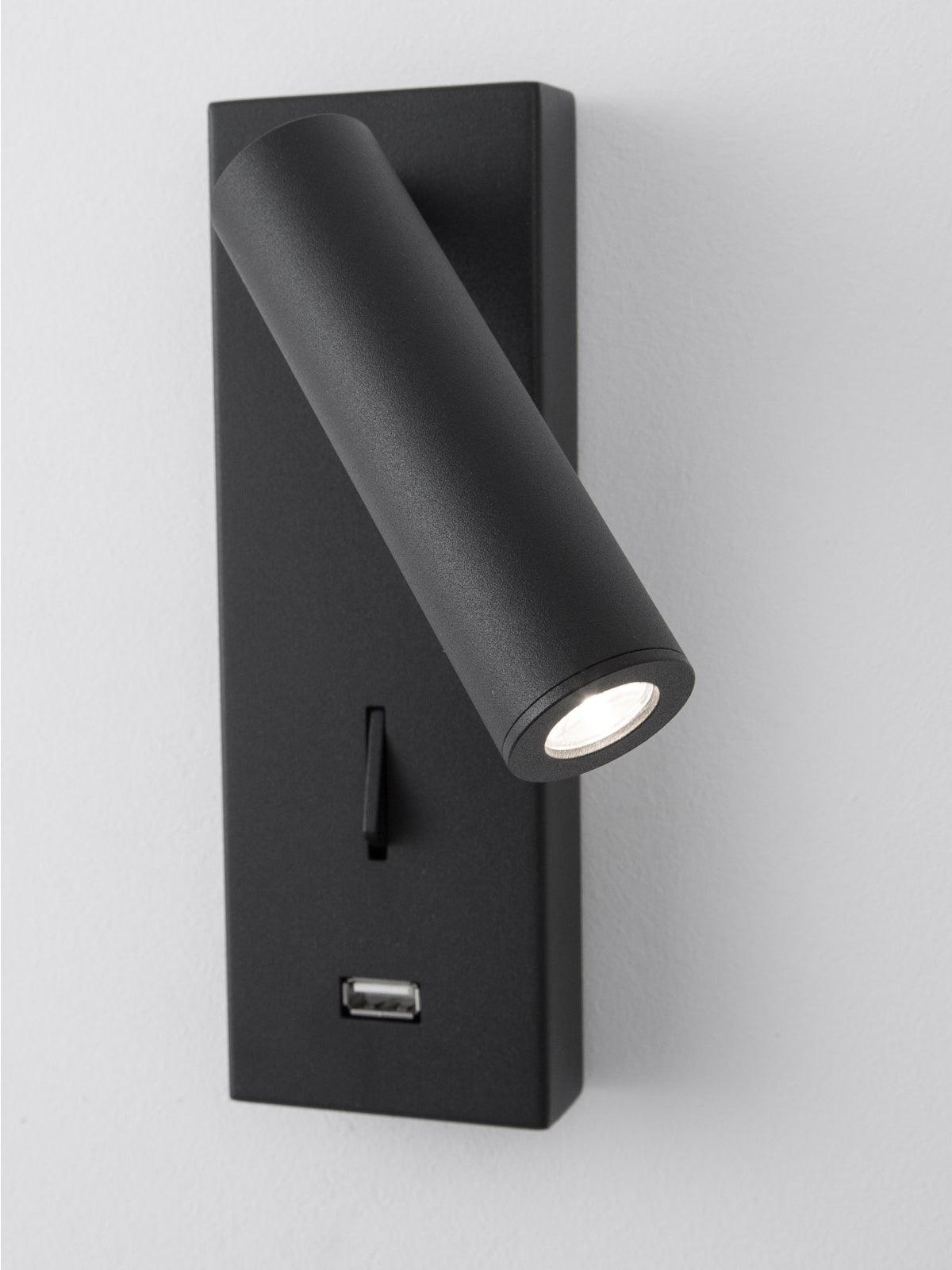 WOW Black Bedside USB Wall Light